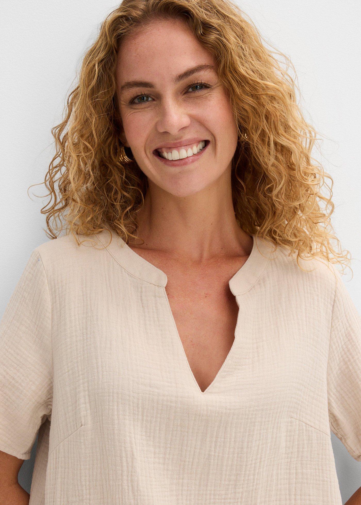 Długa tunika muślinowa z czystej bawełny - Bonprix