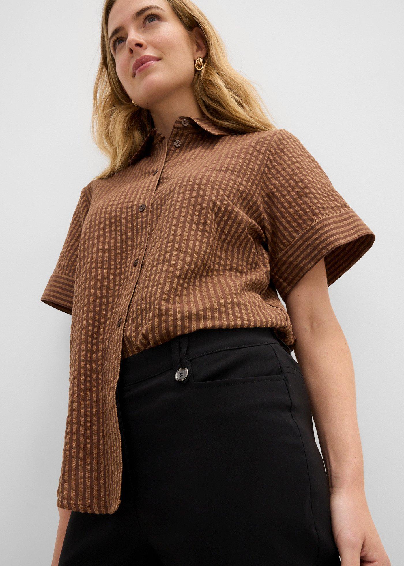 Spodnie z bengaliny 7/8 z wygodną talią - Bonprix