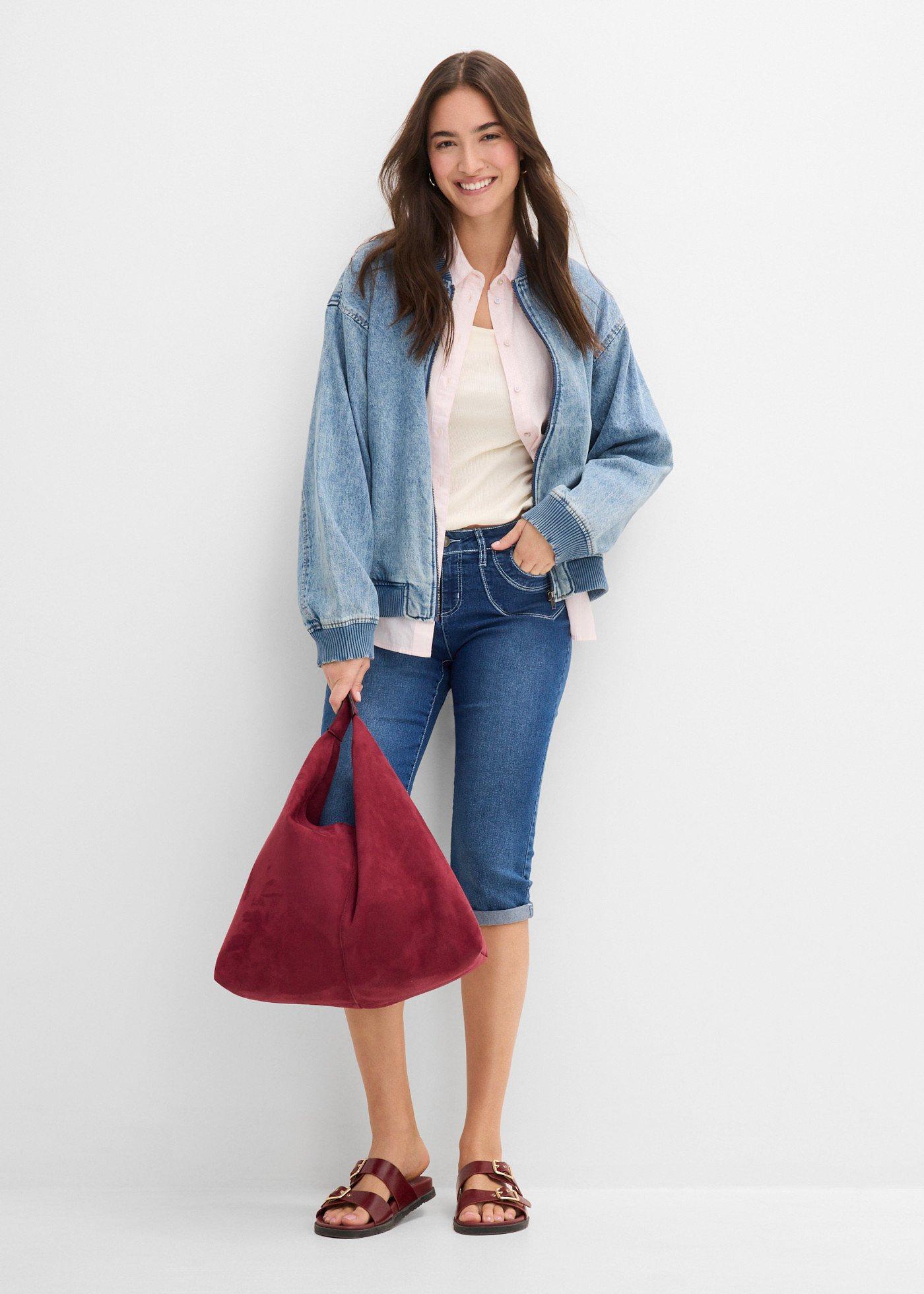 Dżinsy straight, mid waist, cropped - Bonprix