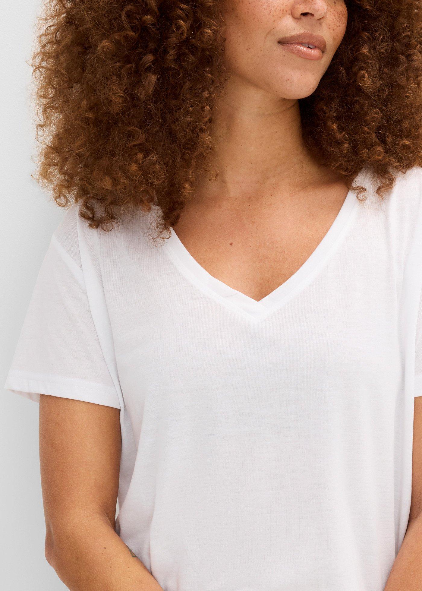 T-shirt z dekoltem w serek - Bonprix