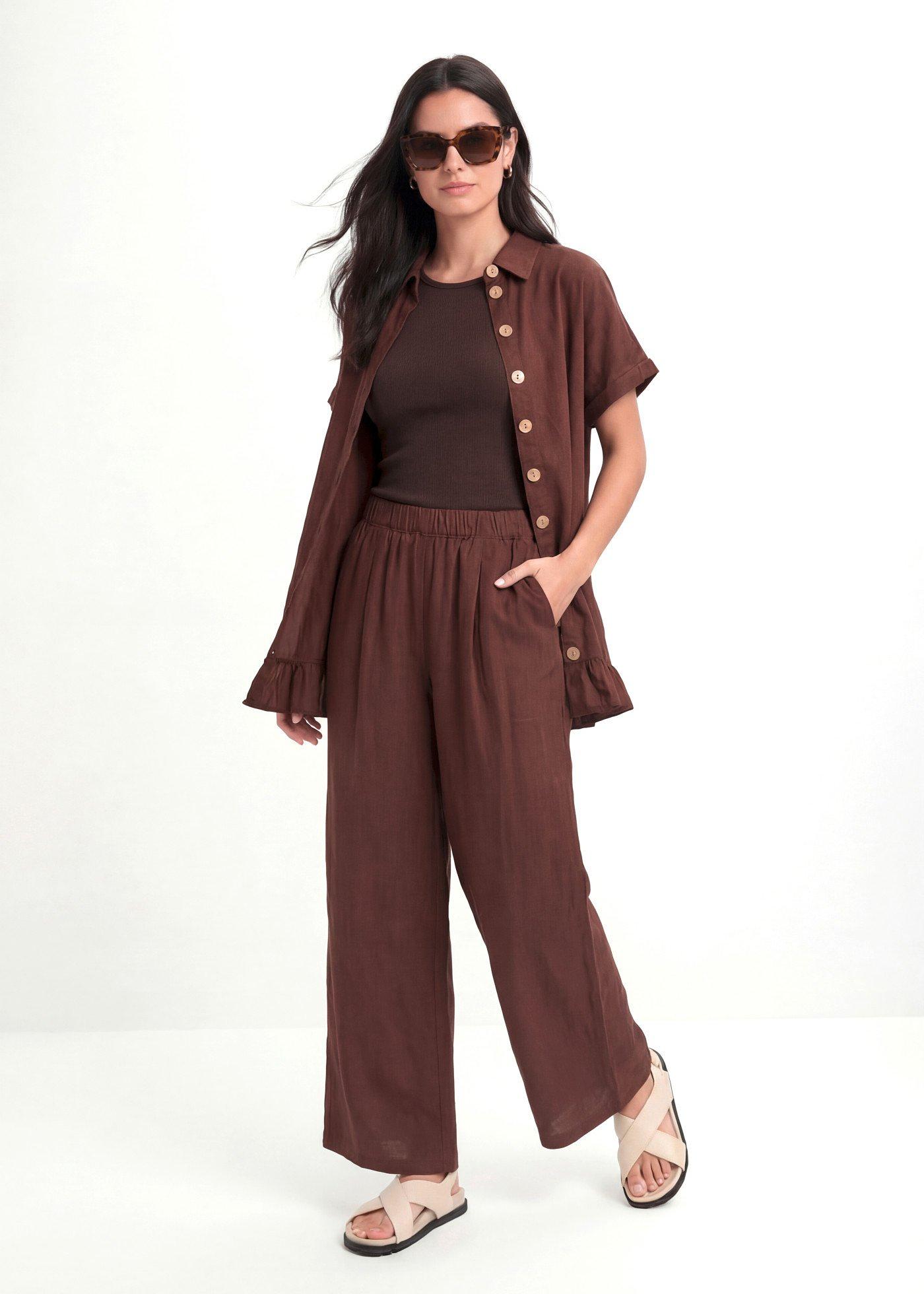 Spodnie culotte z mieszanki lnu - Bonprix