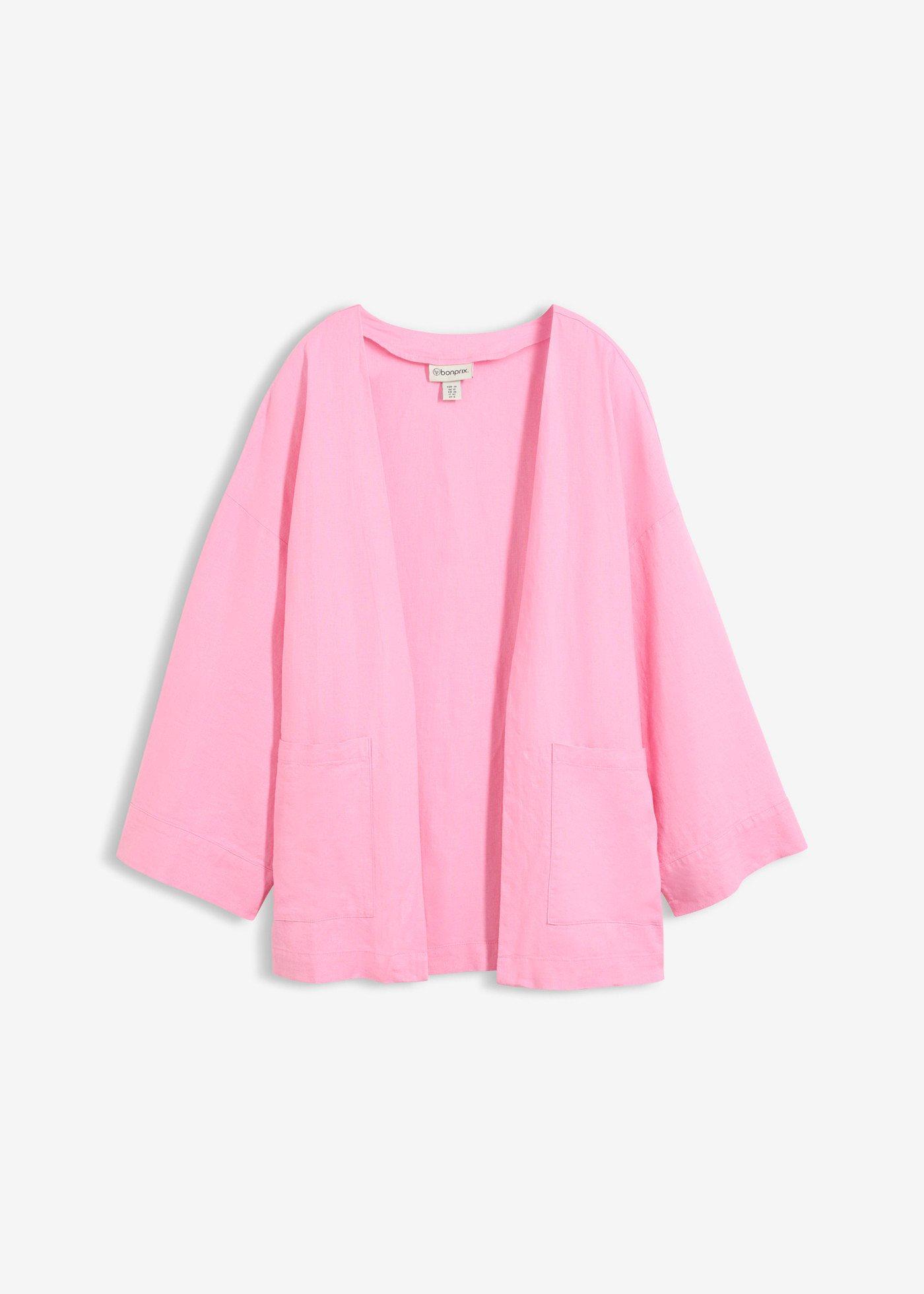 Veste kimono en lin mélangé