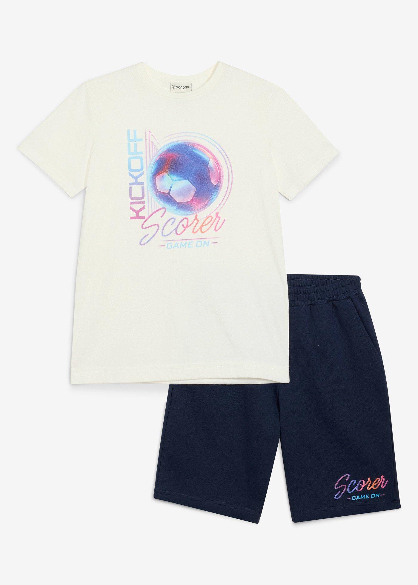 T-shirt i bermudy dresowe z czystej bawełny organicznej (komplet 2.-cz) - Bonprix