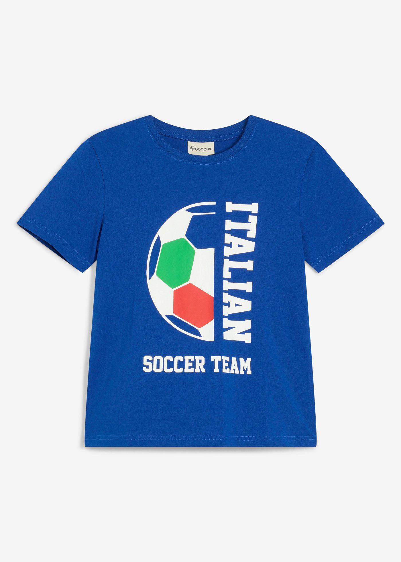 T-shirt z napisem Italian Soccer Team z czystej bawełny organicznej - Bonprix