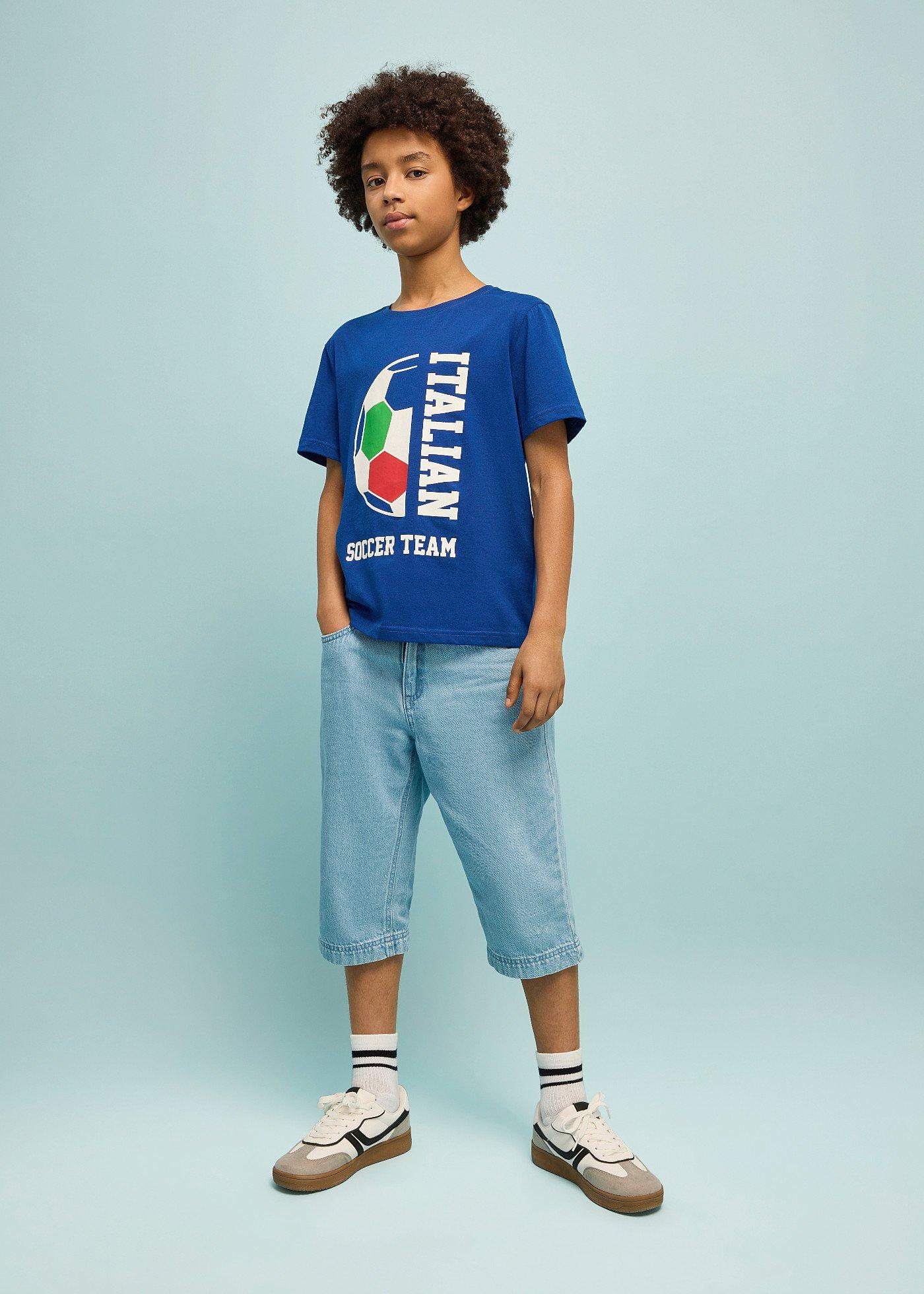 T-shirt z napisem Italian Soccer Team z czystej bawełny organicznej - Bonprix