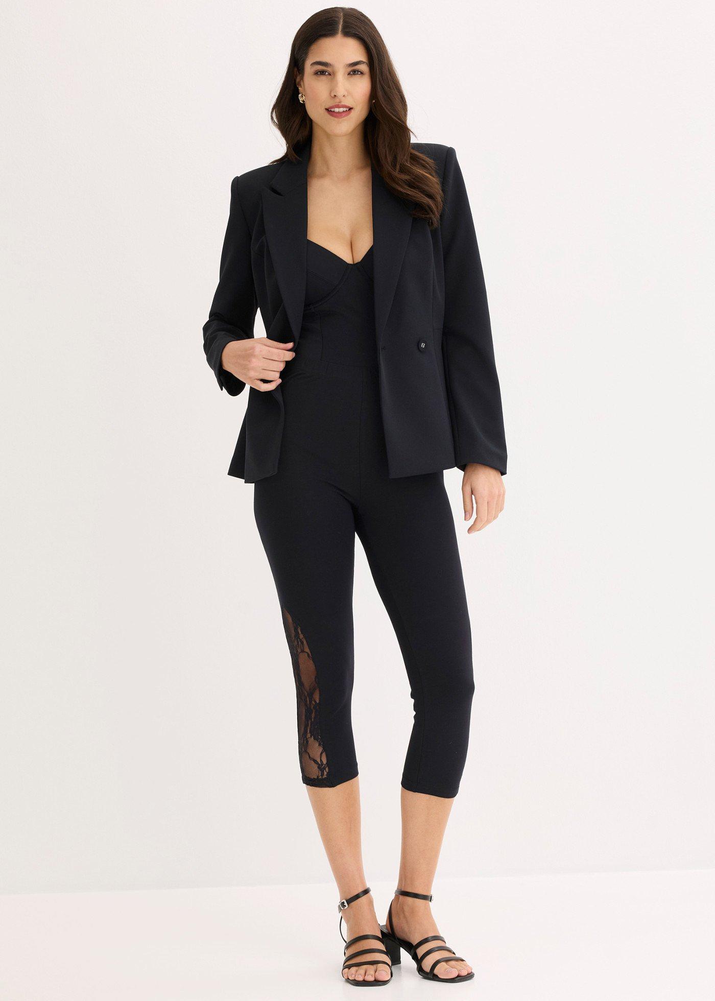 Legginsy 3/4 z koronką - Bonprix