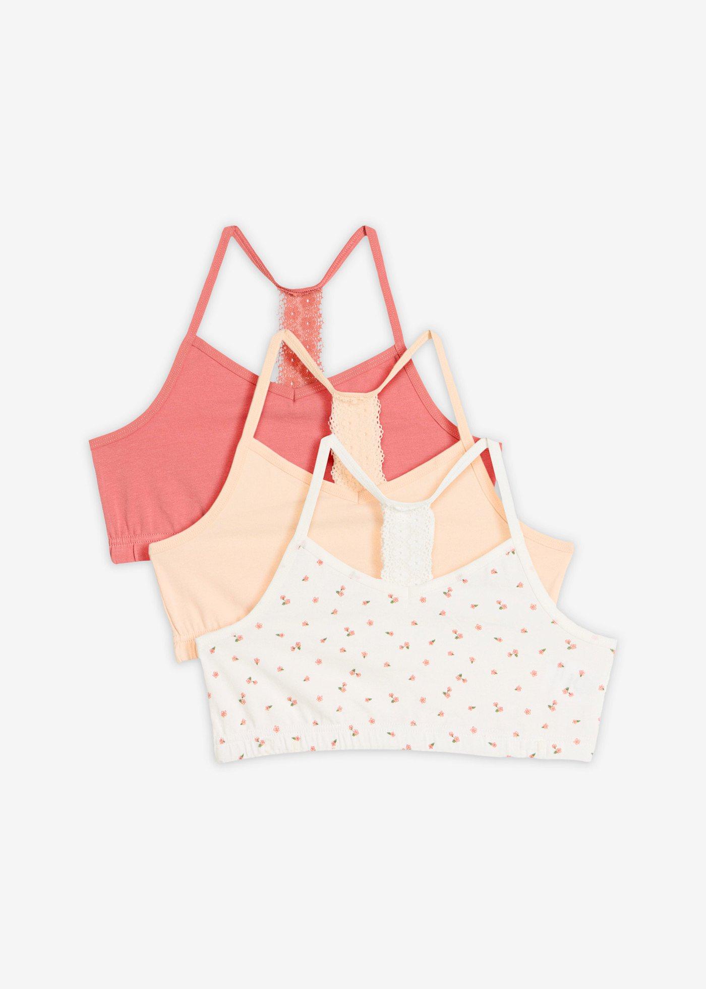 Biustonosz bustier z miękką bawełną i koronką (3 szt.) - Bonprix