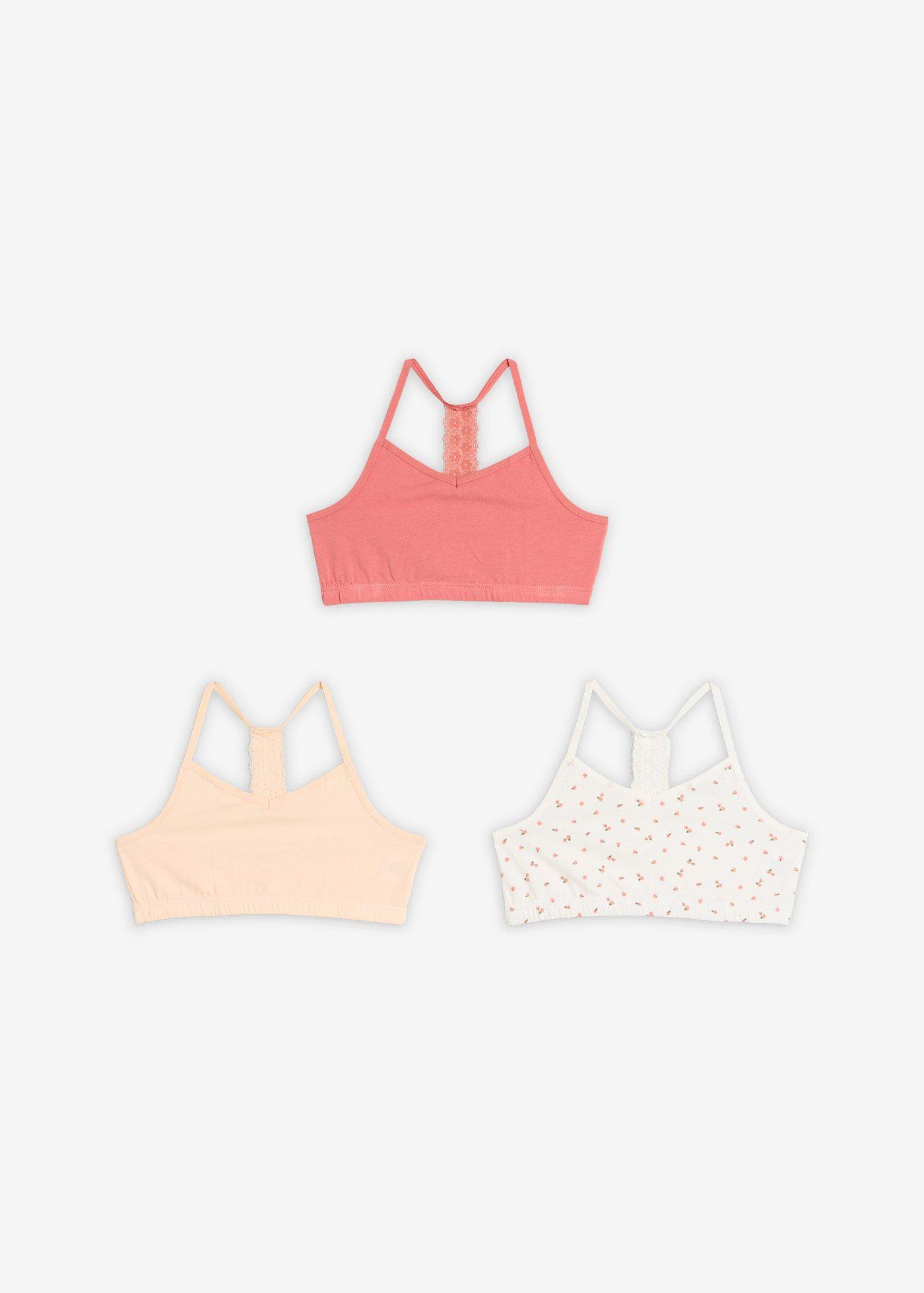 Biustonosz bustier z miękką bawełną i koronką (3 szt.) - Bonprix