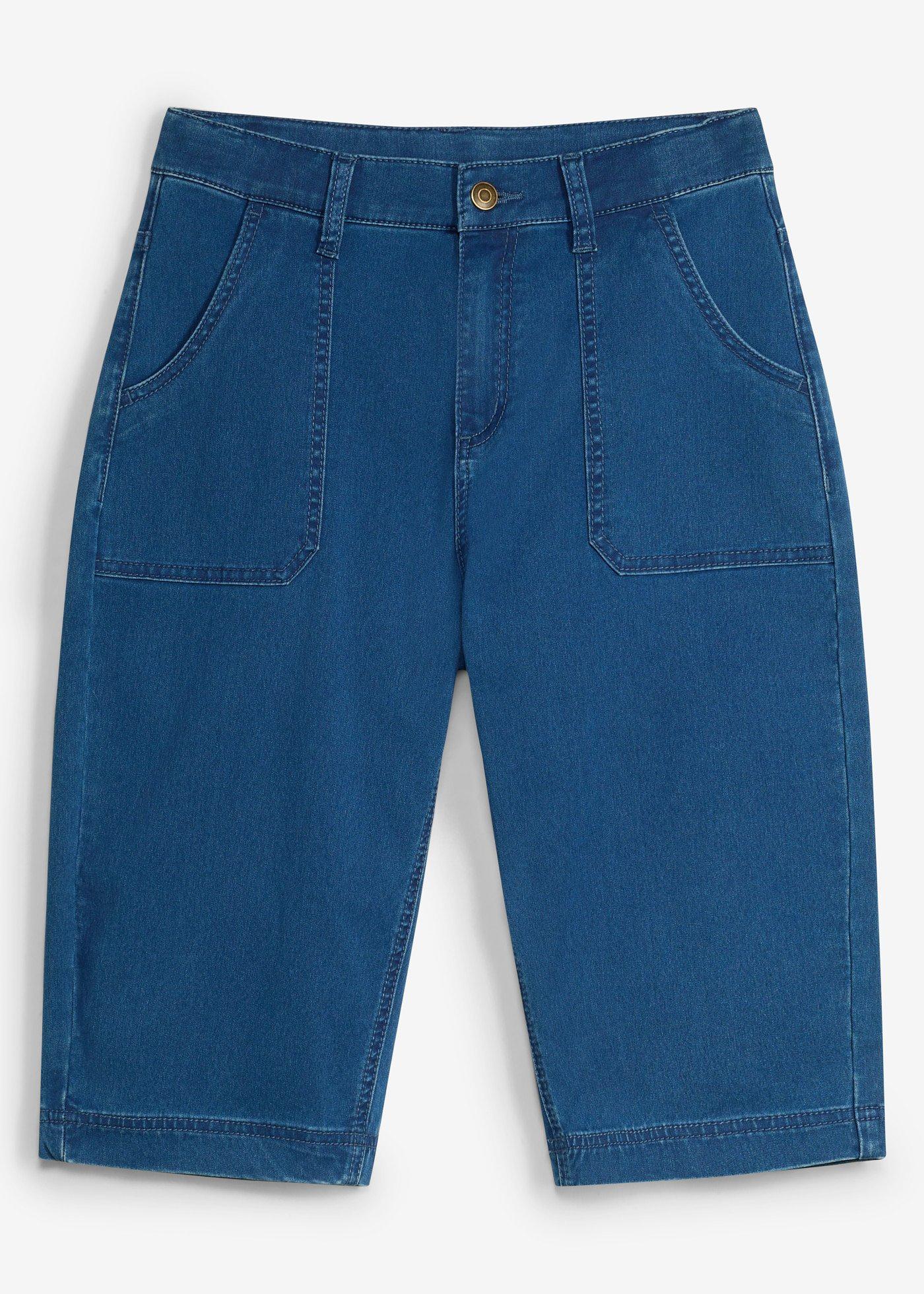 Bermuda long et loose en jean à taille réglable