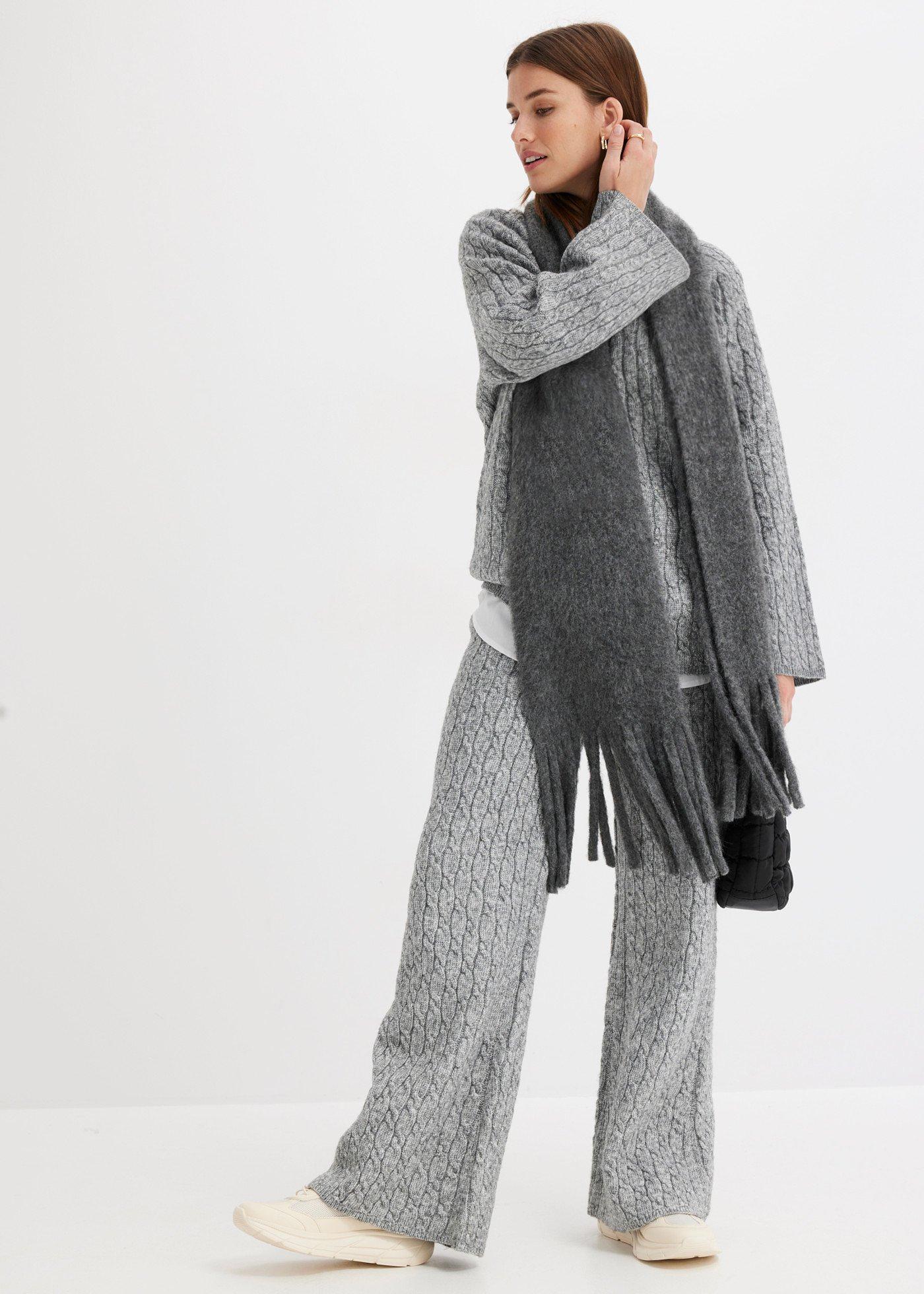 Sweter oversize w warkocze - Bonprix