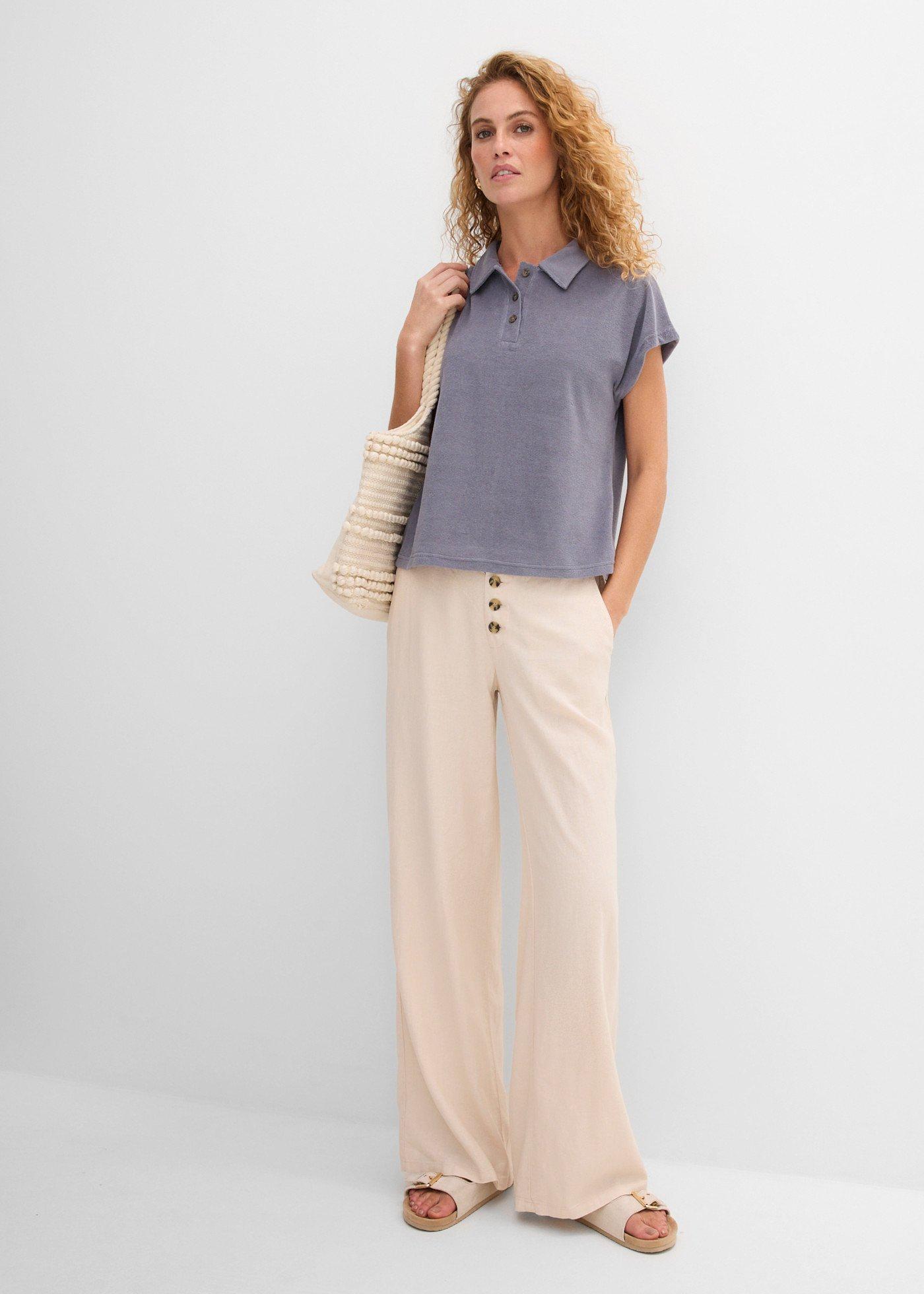 Długie spodnie palazzo z domieszką lnu - Bonprix