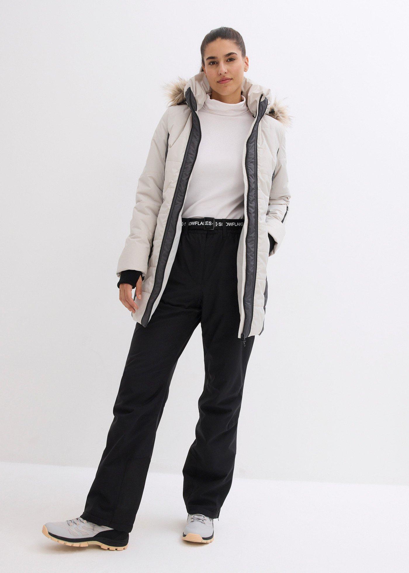 Krótki hydrofobowy płaszcz outdoorowy ze sztucznym futerkiem - Bonprix