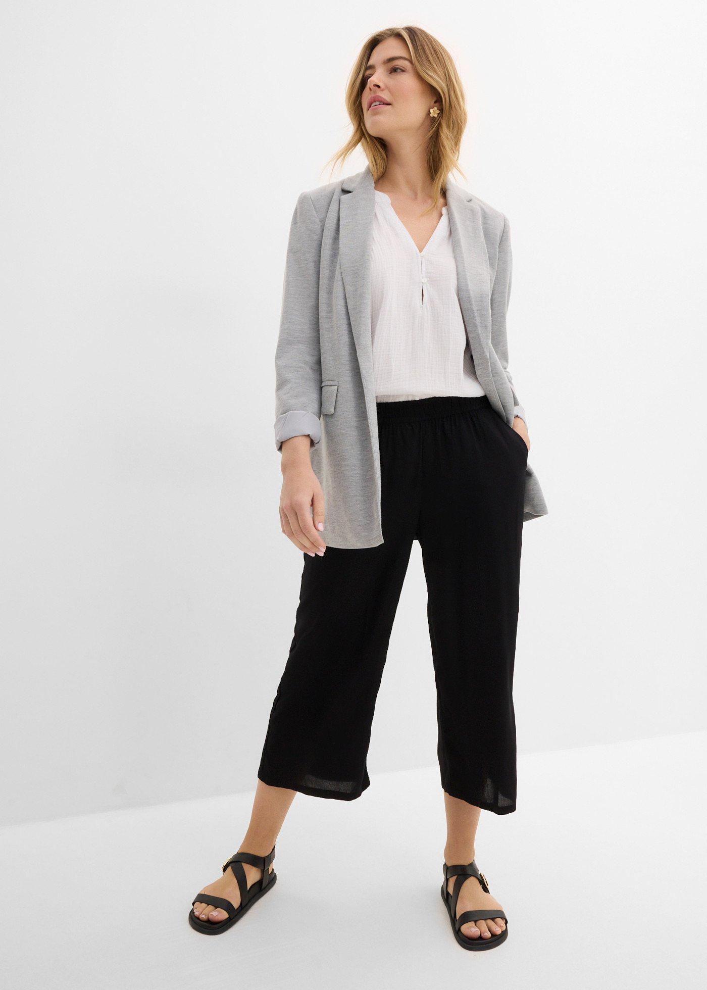 Spodnie 3/4 z elastyczną gumką w talii, z wiskozy - Bonprix