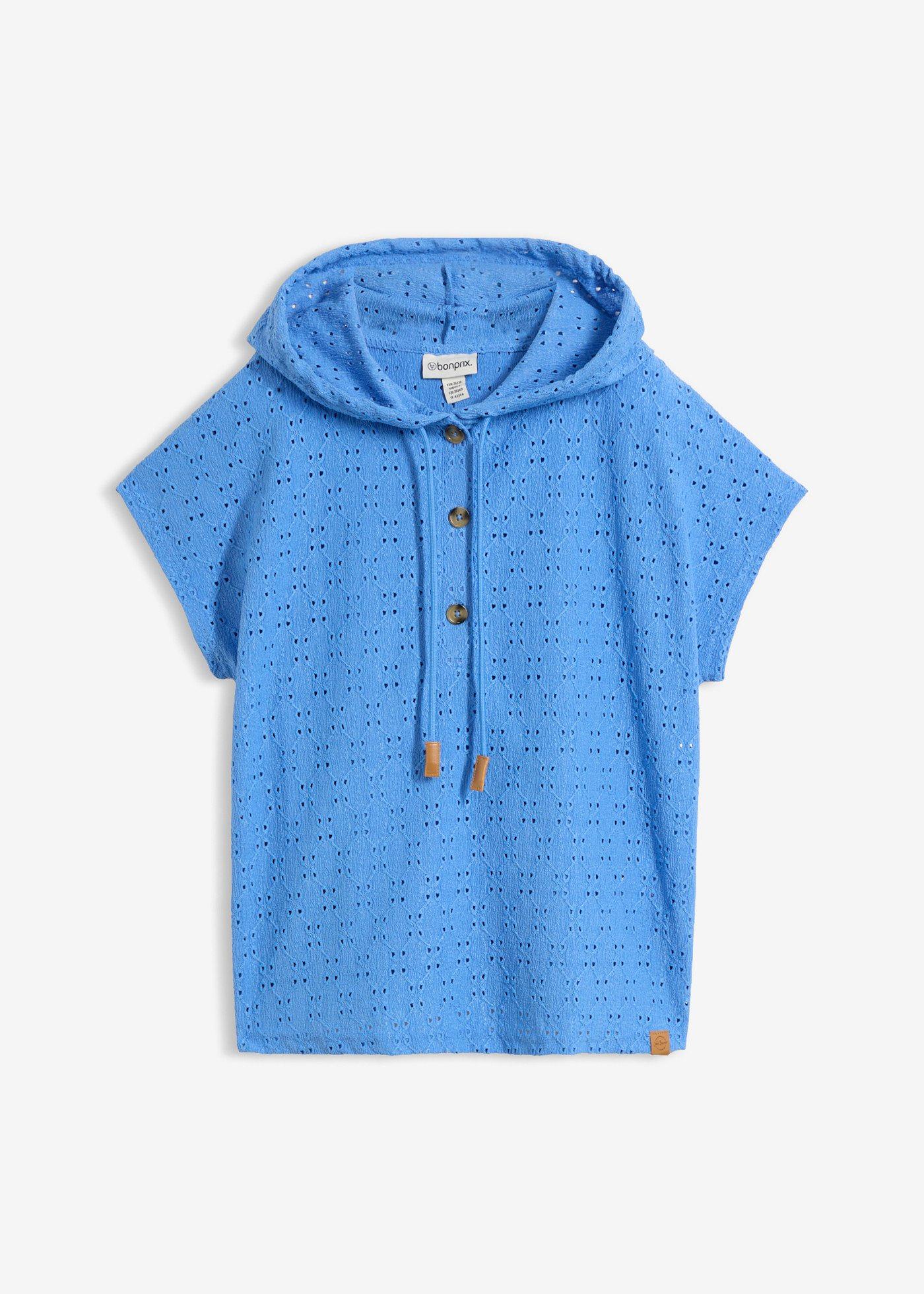 T-shirt col Henley à capuche