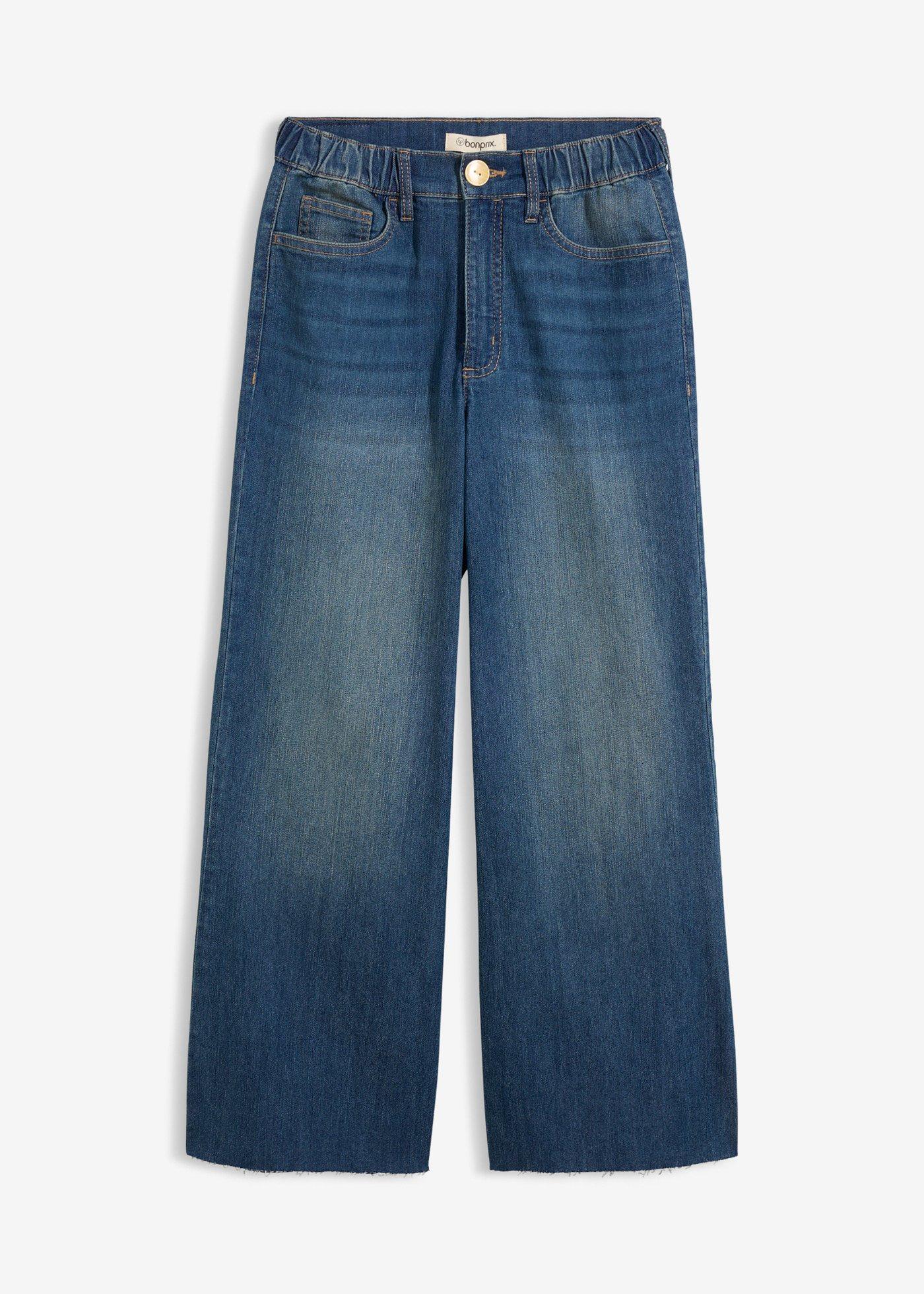 Jean large, taille haute, raccourci