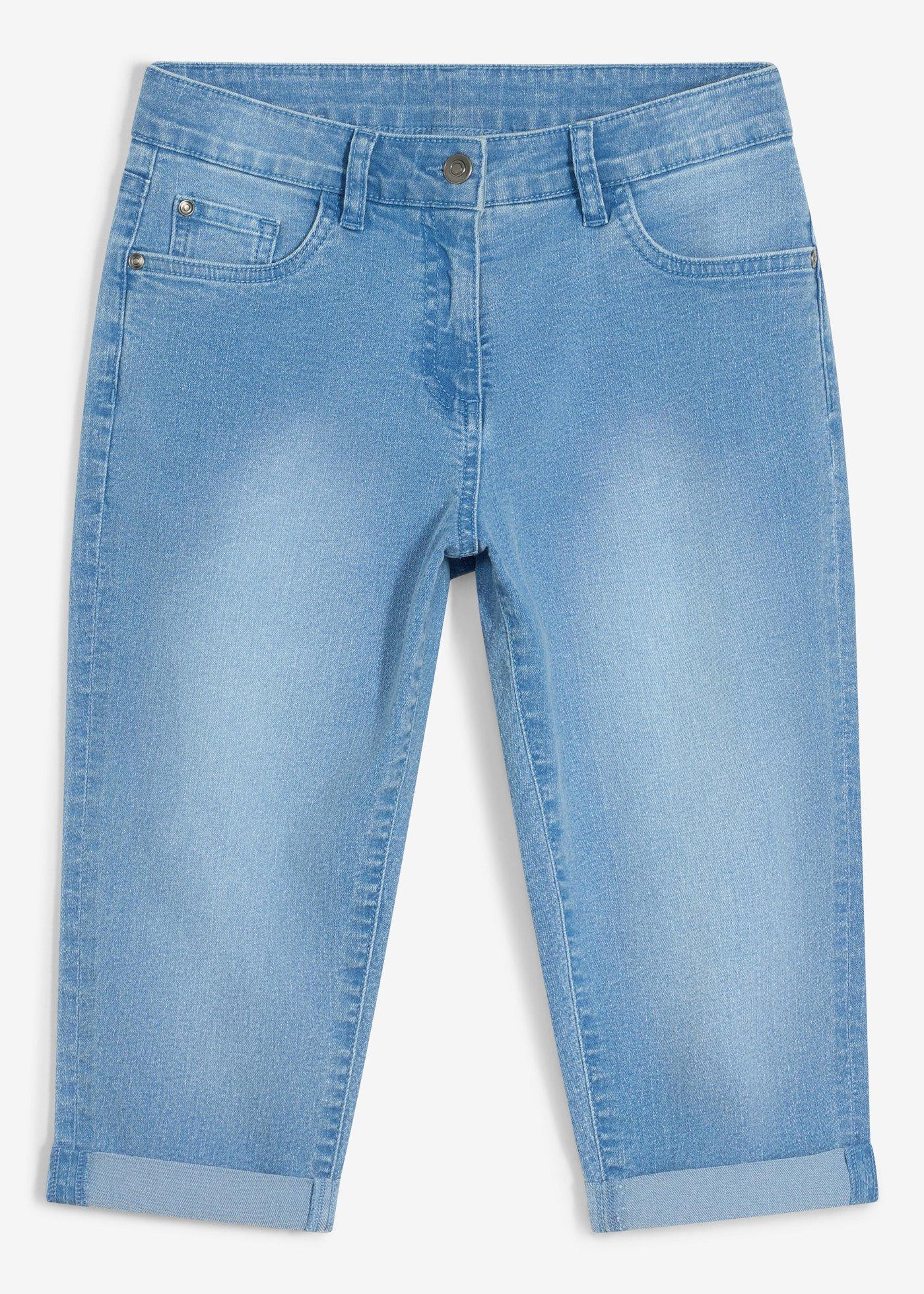 Dżinsy rybaczki mid waist z regulowaną talią - Bonprix