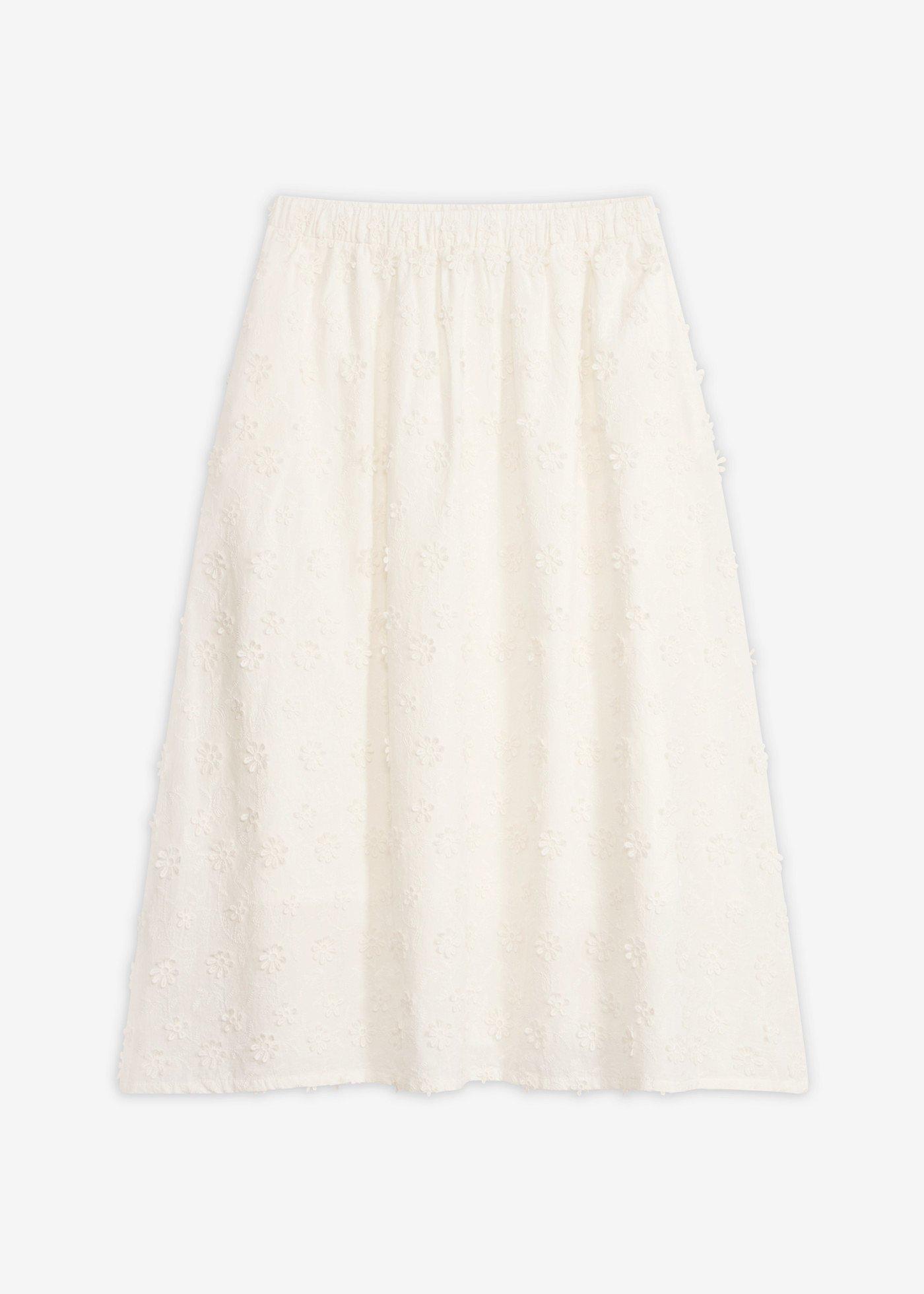 Jupe midi à broderie florale