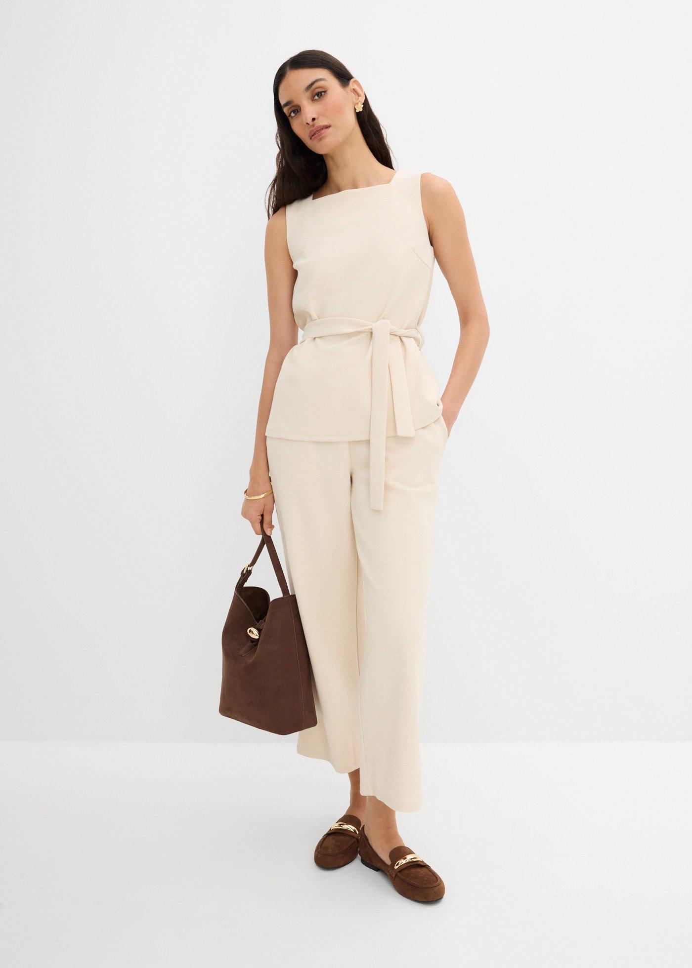 Spodnie culotte z piki - Bonprix