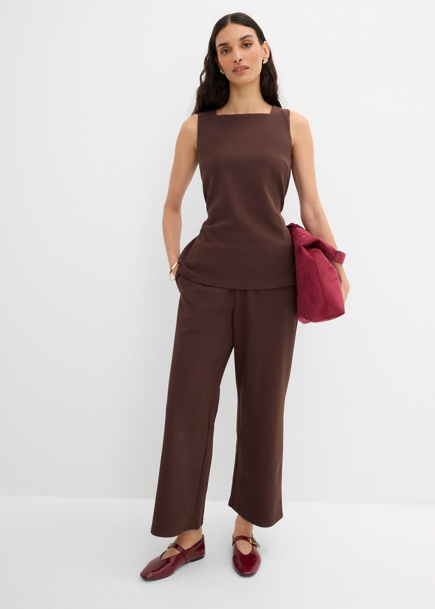 Spodnie culotte z piki - Bonprix