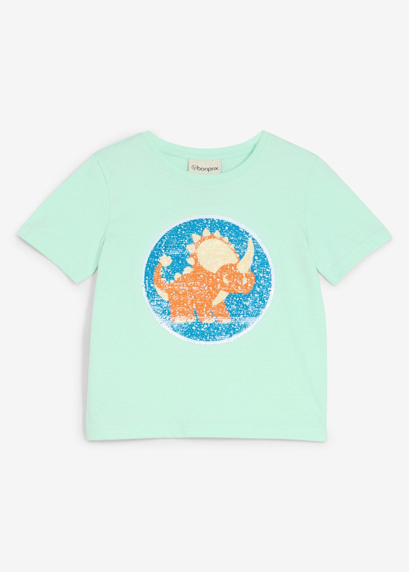 T-shirt z czystej bawełny organicznej zdobiony cekinami - Bonprix