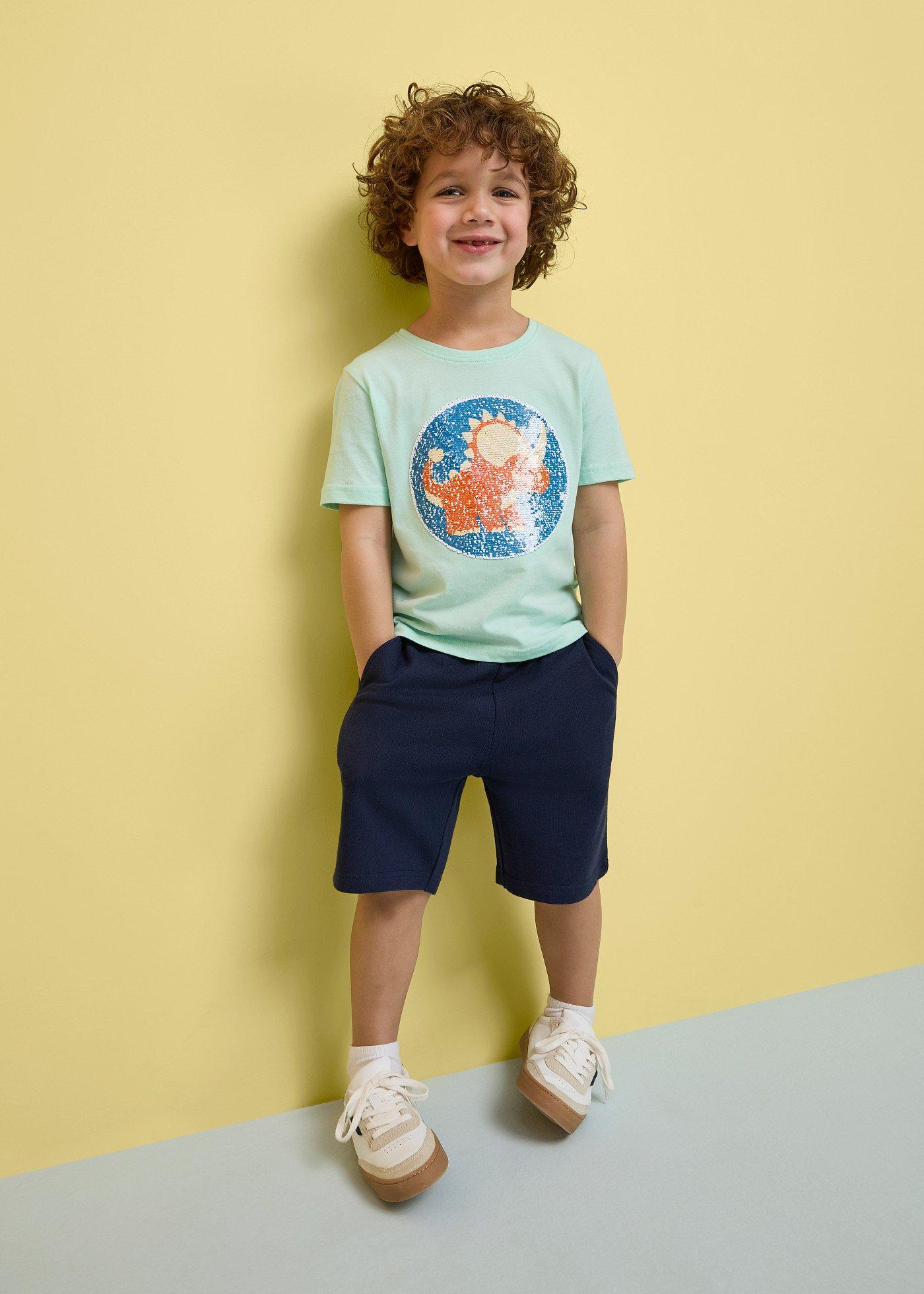 T-shirt z czystej bawełny organicznej zdobiony cekinami - Bonprix