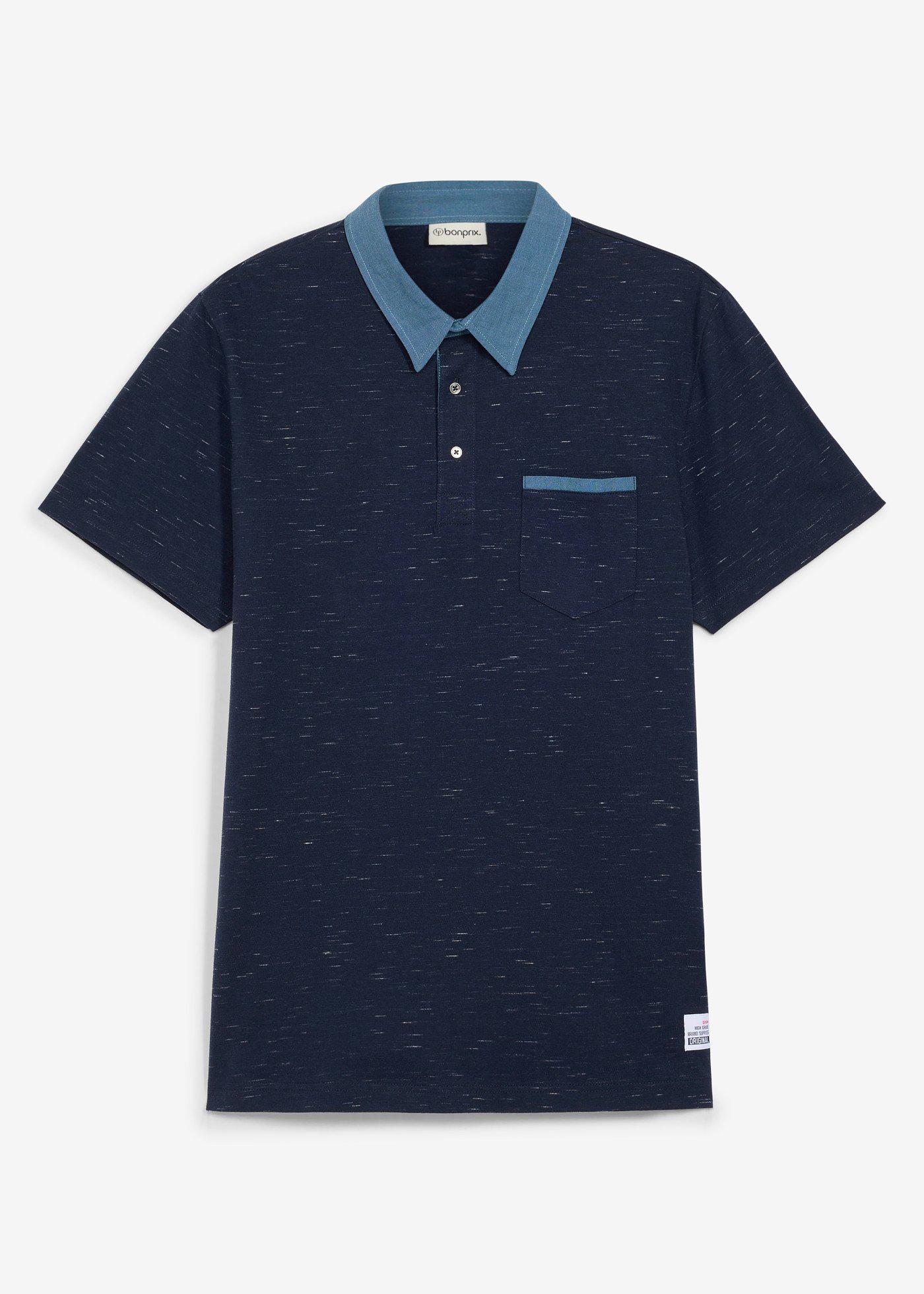 Polo manches courtes à col tissé
