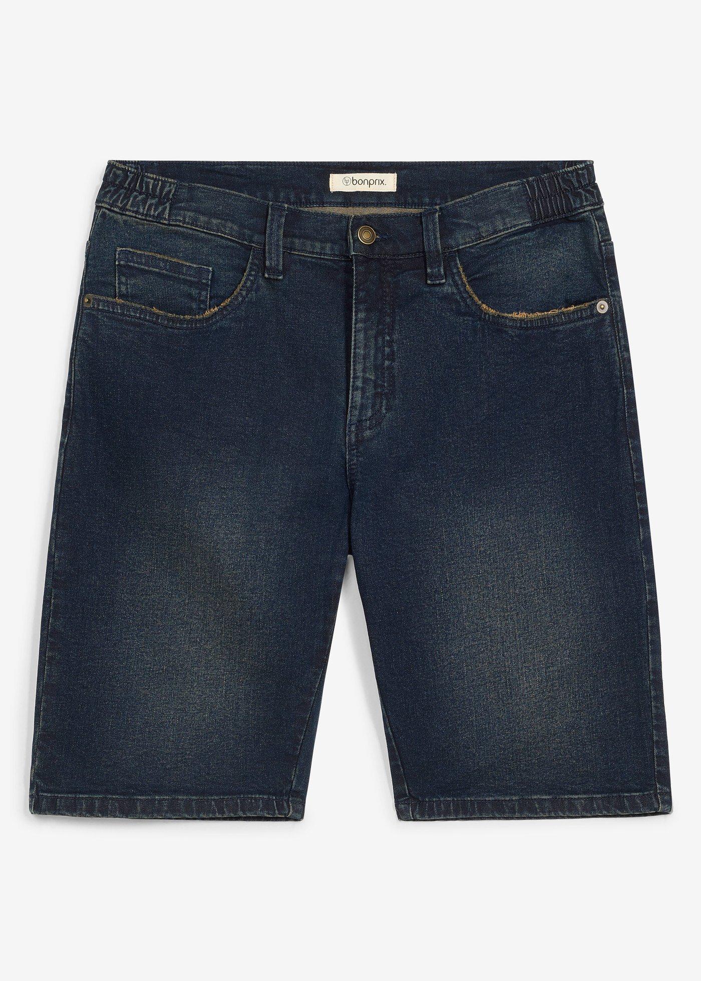 Bermuda long en jean à taille extensible, loose