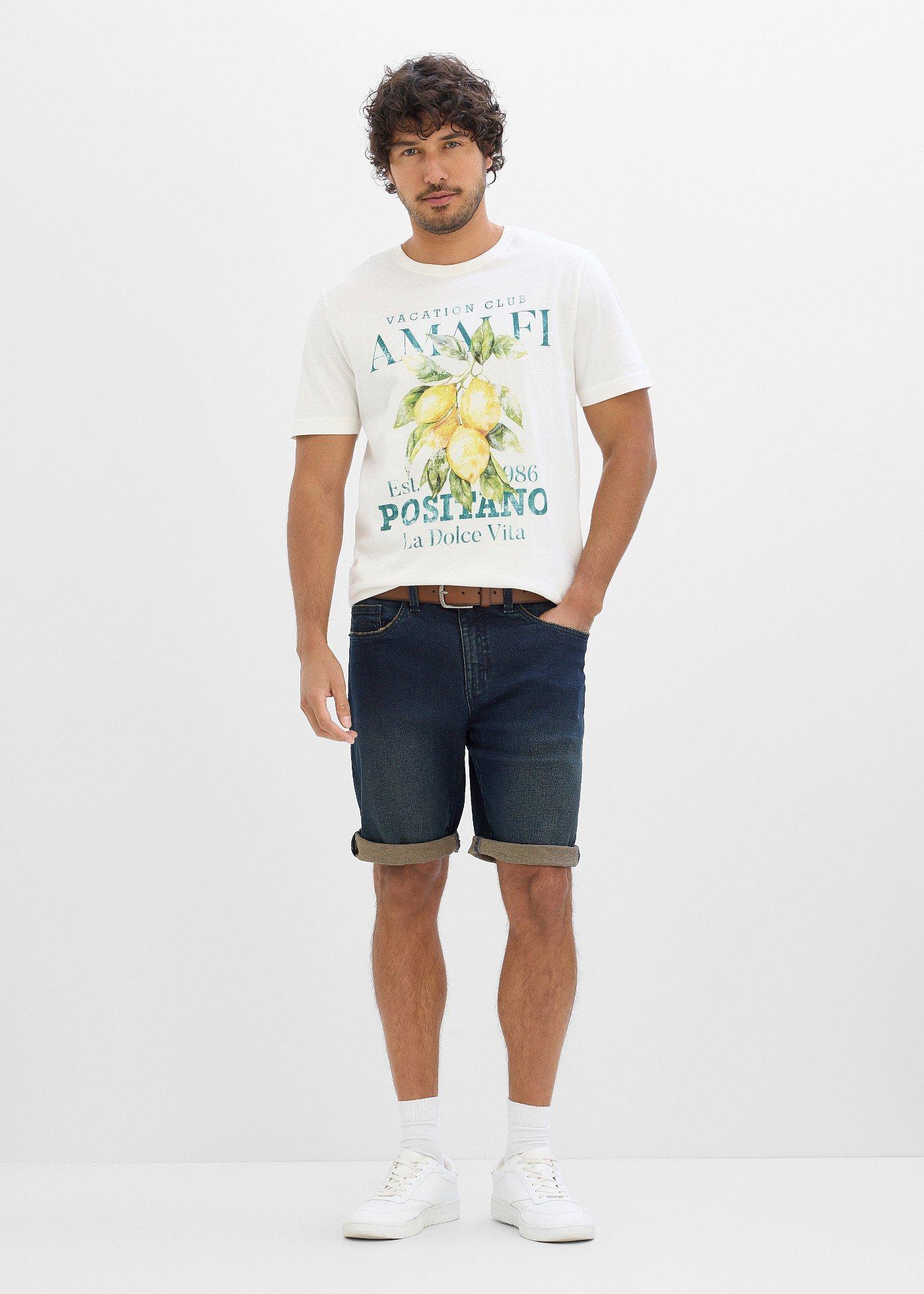 Długie bermudy jeansowe z elastyczną wstawką w pasie, relaxed fit - Bonprix