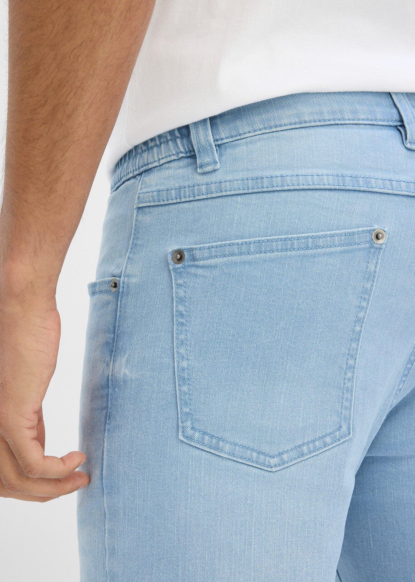 Bermudy jeansowe z elastyczną wstawką w talii, regular fit - Bonprix