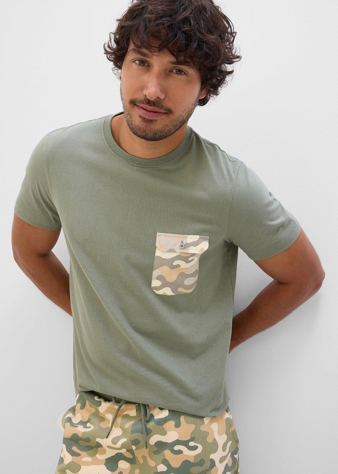 T-shirt z kieszonką na piersi, z bawełny organicznej, slim fit - Bonprix