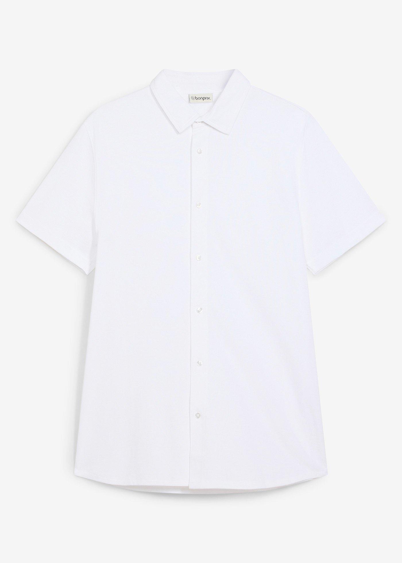Košeľa s krátkym rukávom, super streč z piké, Slim Fit