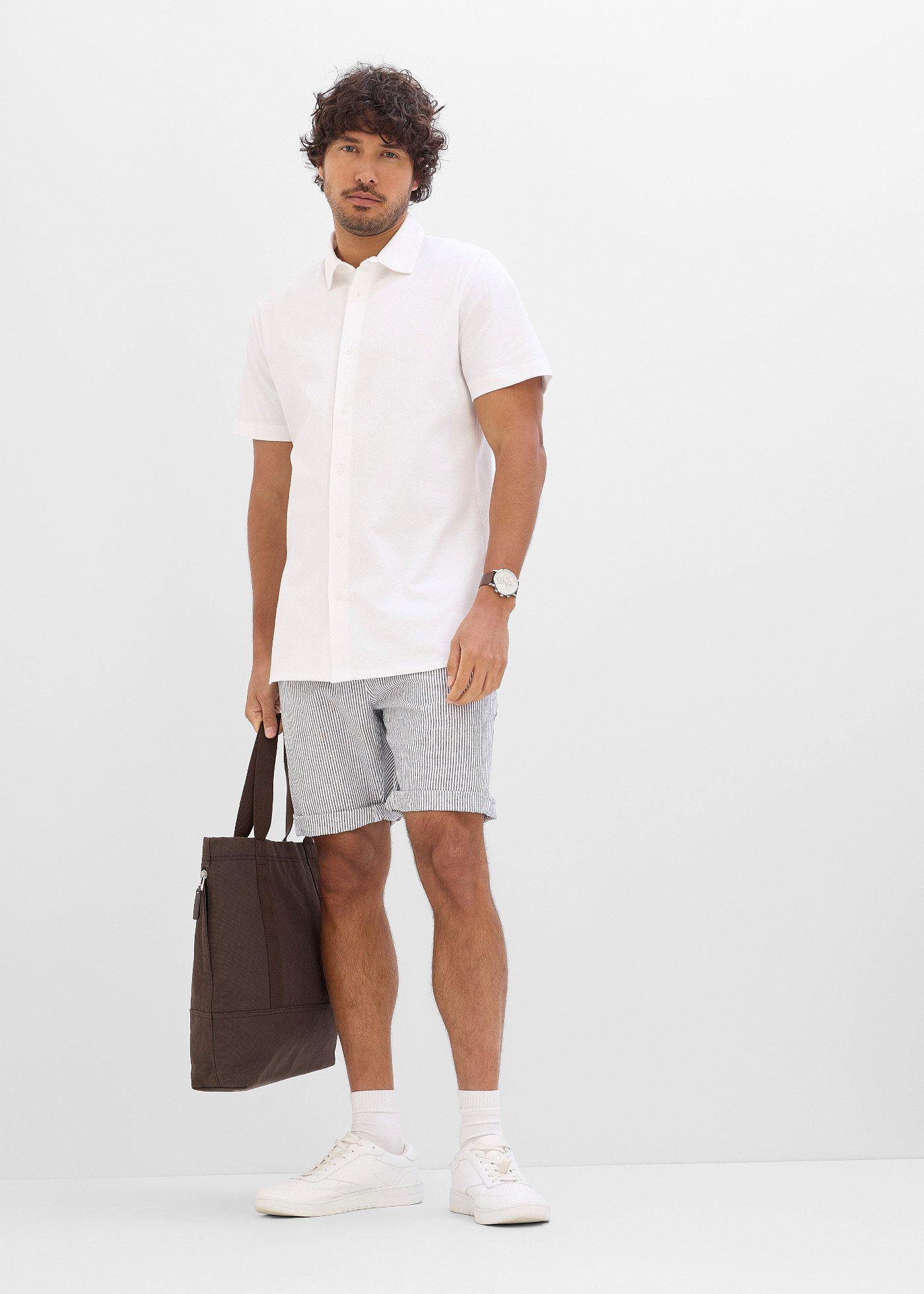 Koszula z krótkim rękawem, uszyta z piki z dużą ilością stretchu, slim fit - Bonprix