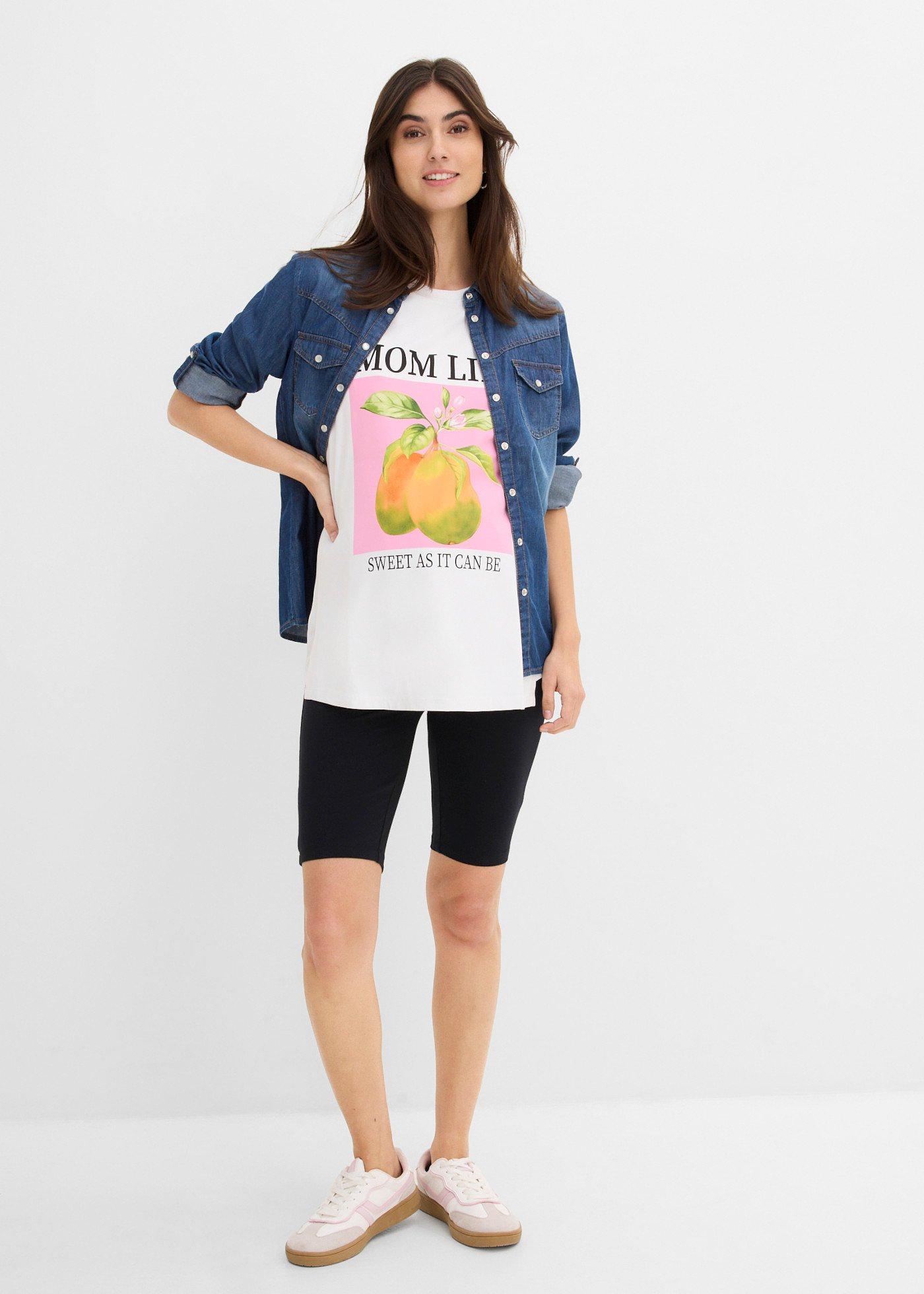 T-shirt 2 w 1 na okres ciąży i do karmienia z bawełny organicznej, oversize - Bonprix