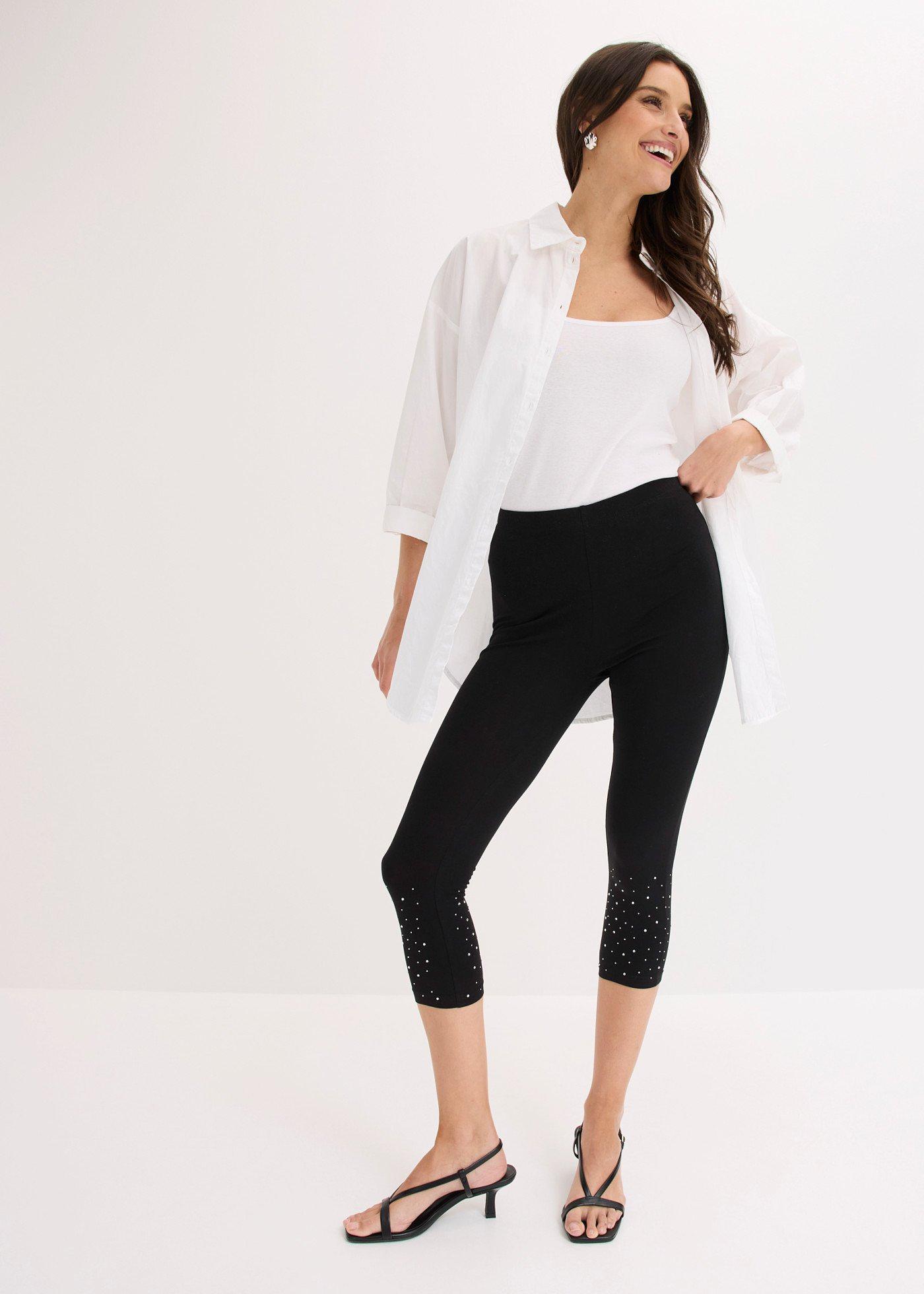 Legginsy 3/4 z elastycznej mieszanki bawełny - Bonprix