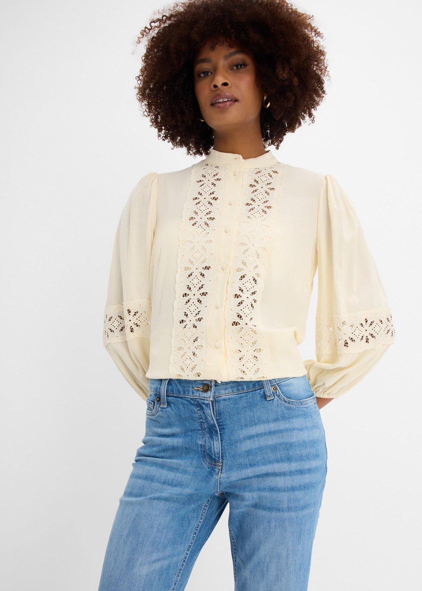Dżinsy straight, mid waist, z wygodnym paskiem - Bonprix