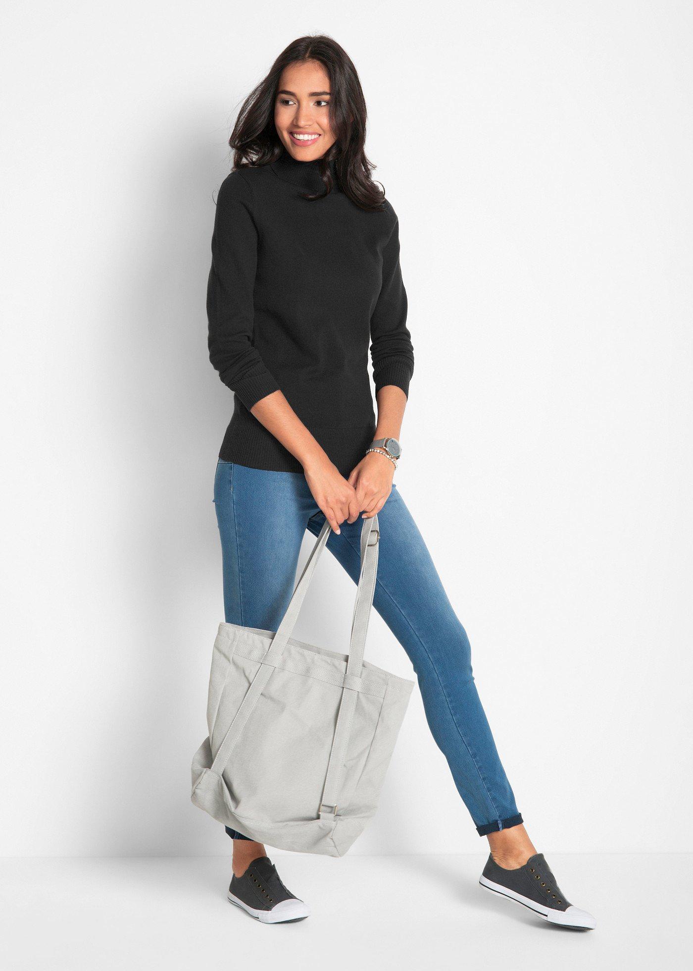 Cienki sweter z golfem - Bonprix