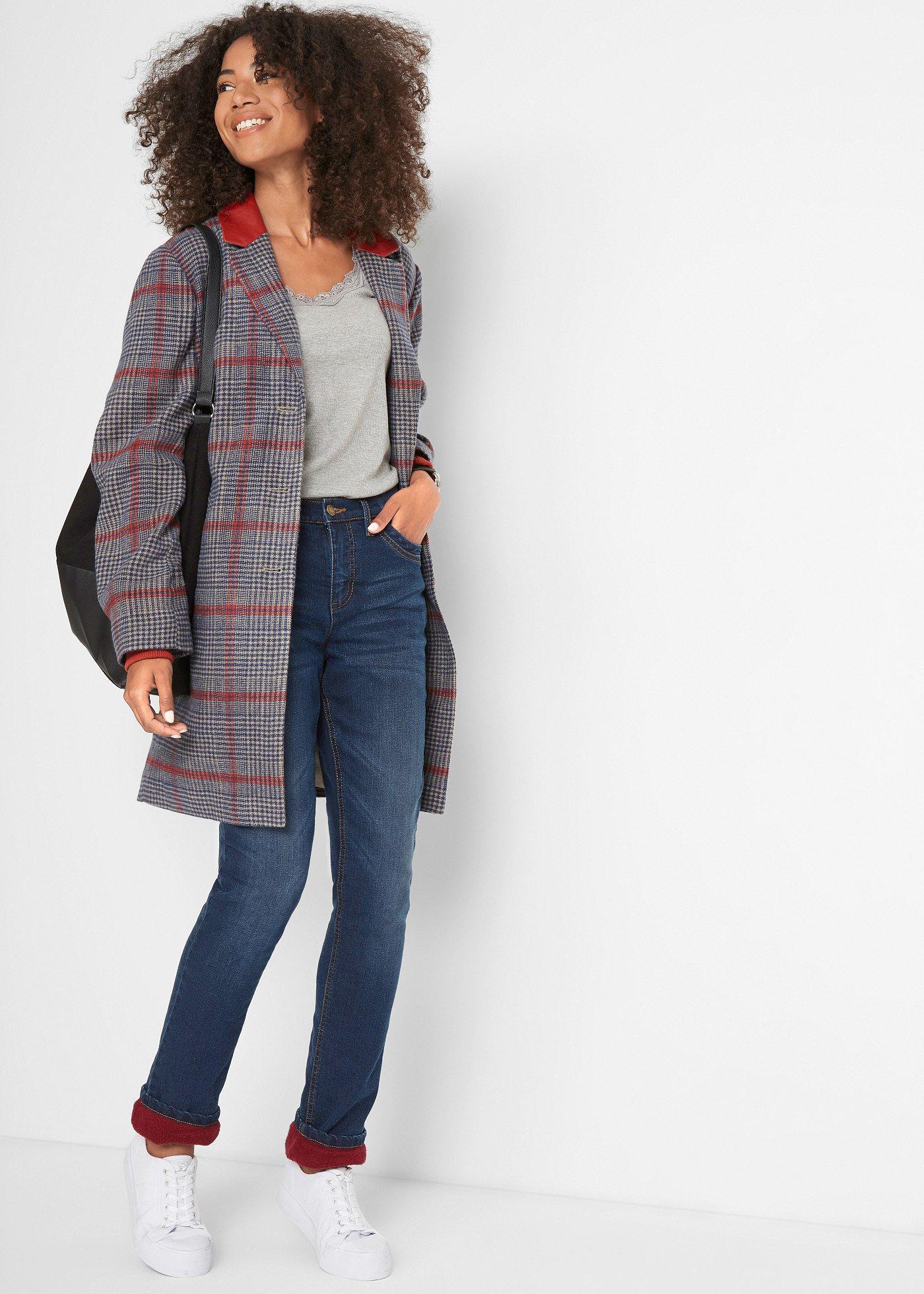 Dżinsy ocieplane, high waist, straight - Bonprix