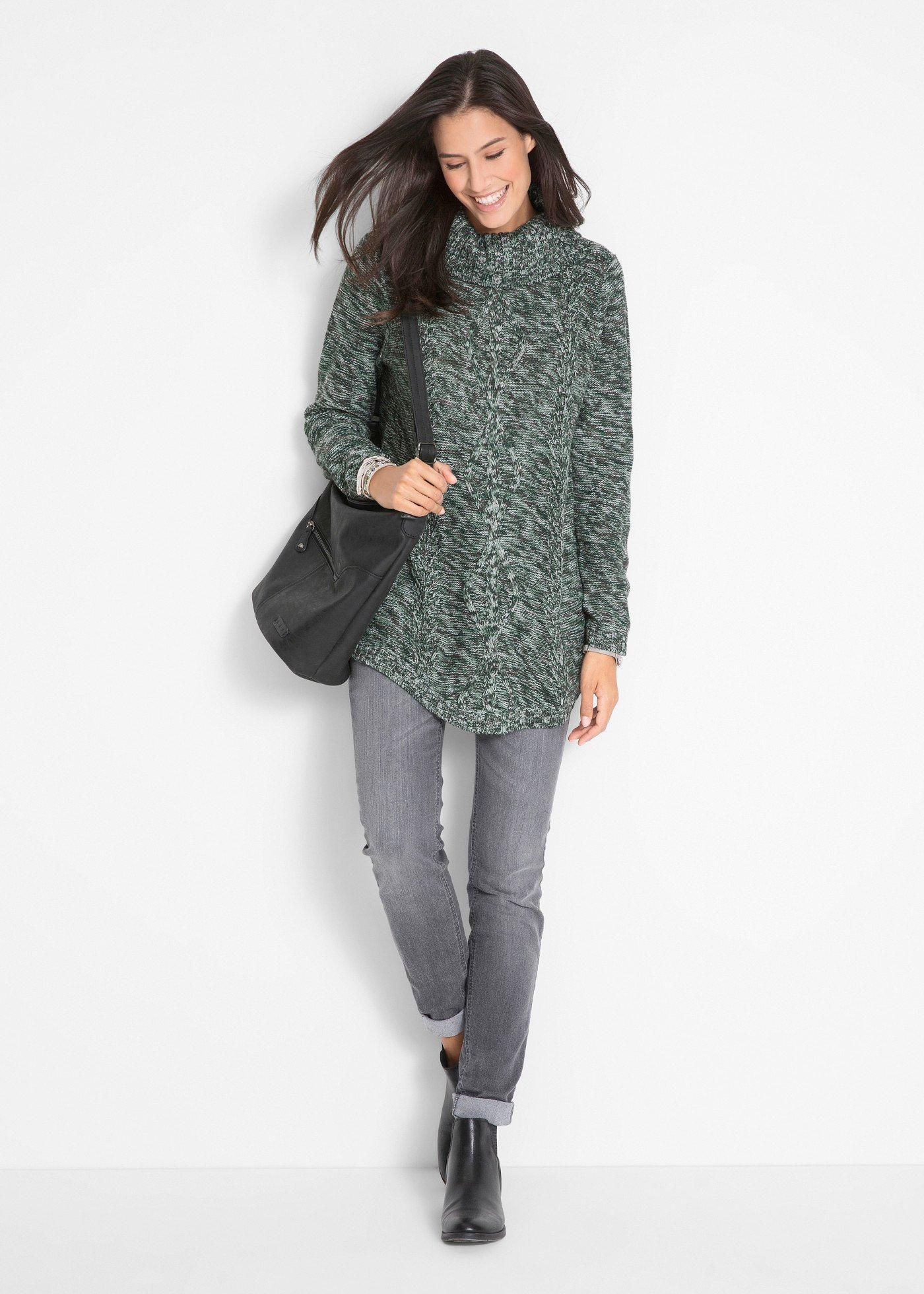 Sweter poncho, długi rękaw - Bonprix