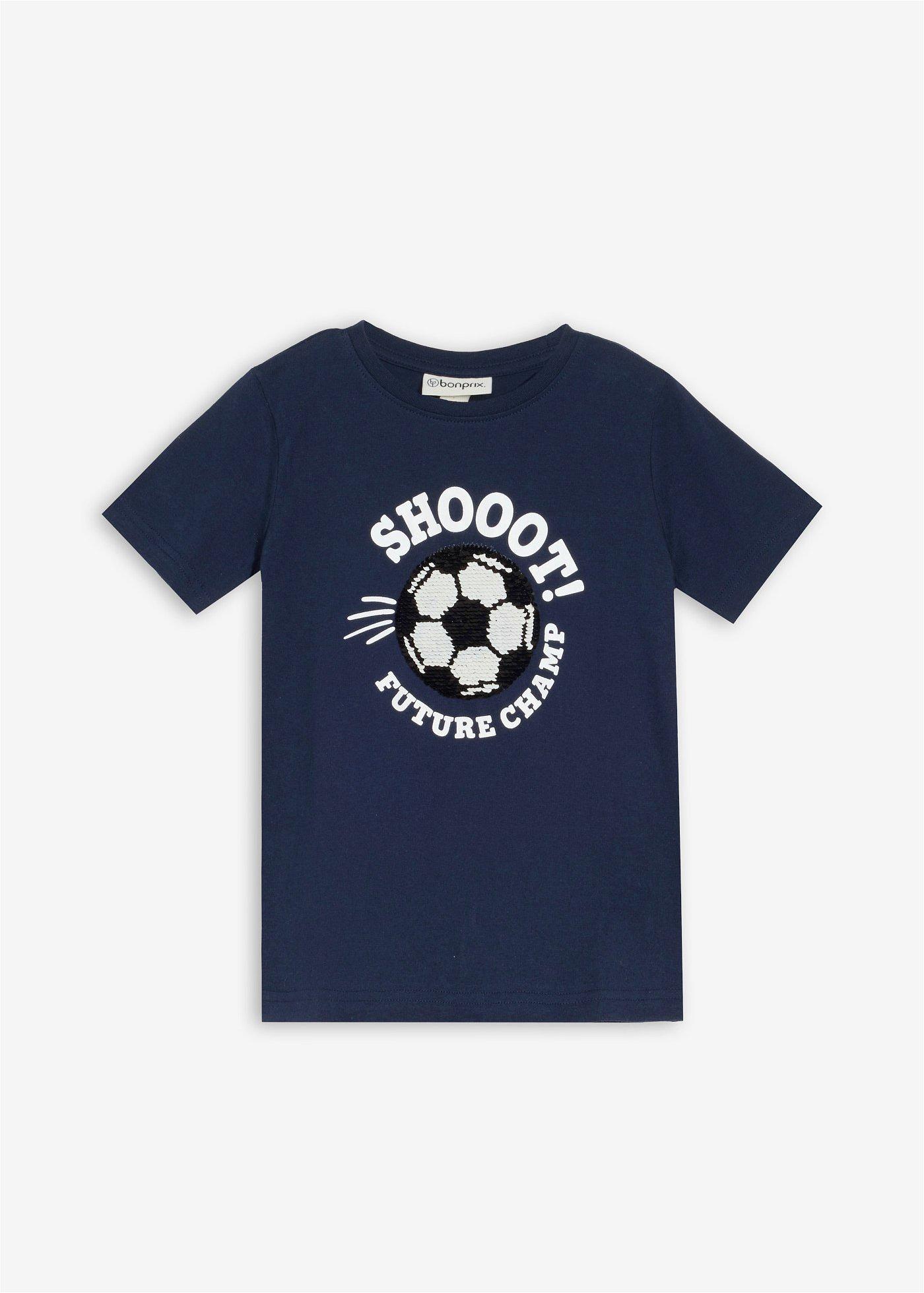 T-shirt z czystej bawełny organicznej zdobiony dwustronnymi cekinami - Bonprix