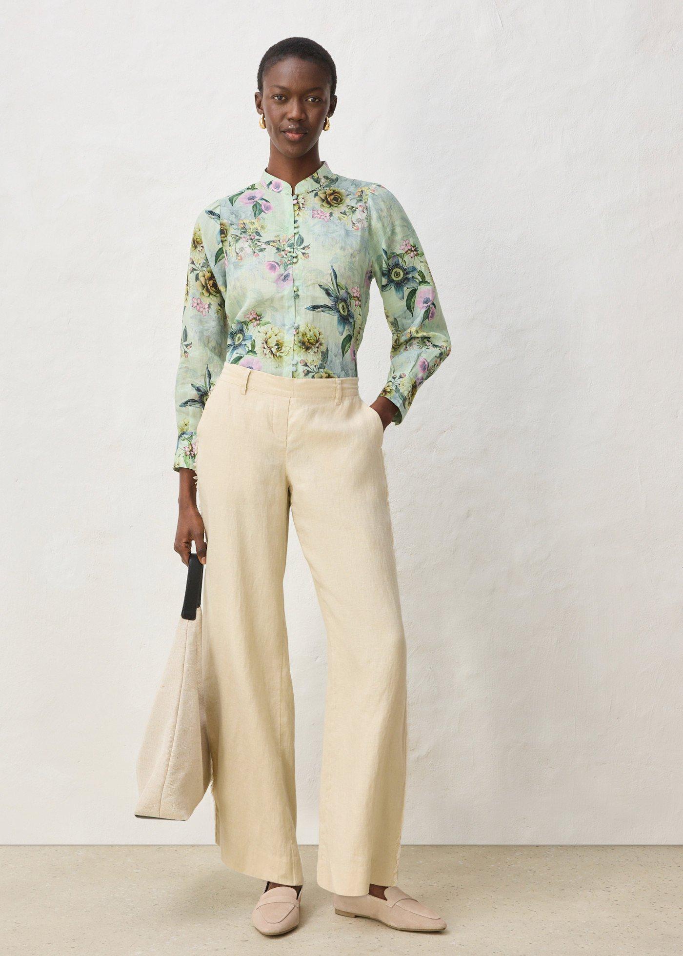 Spodnie lniane z szerokimi nogawkami - Bonprix