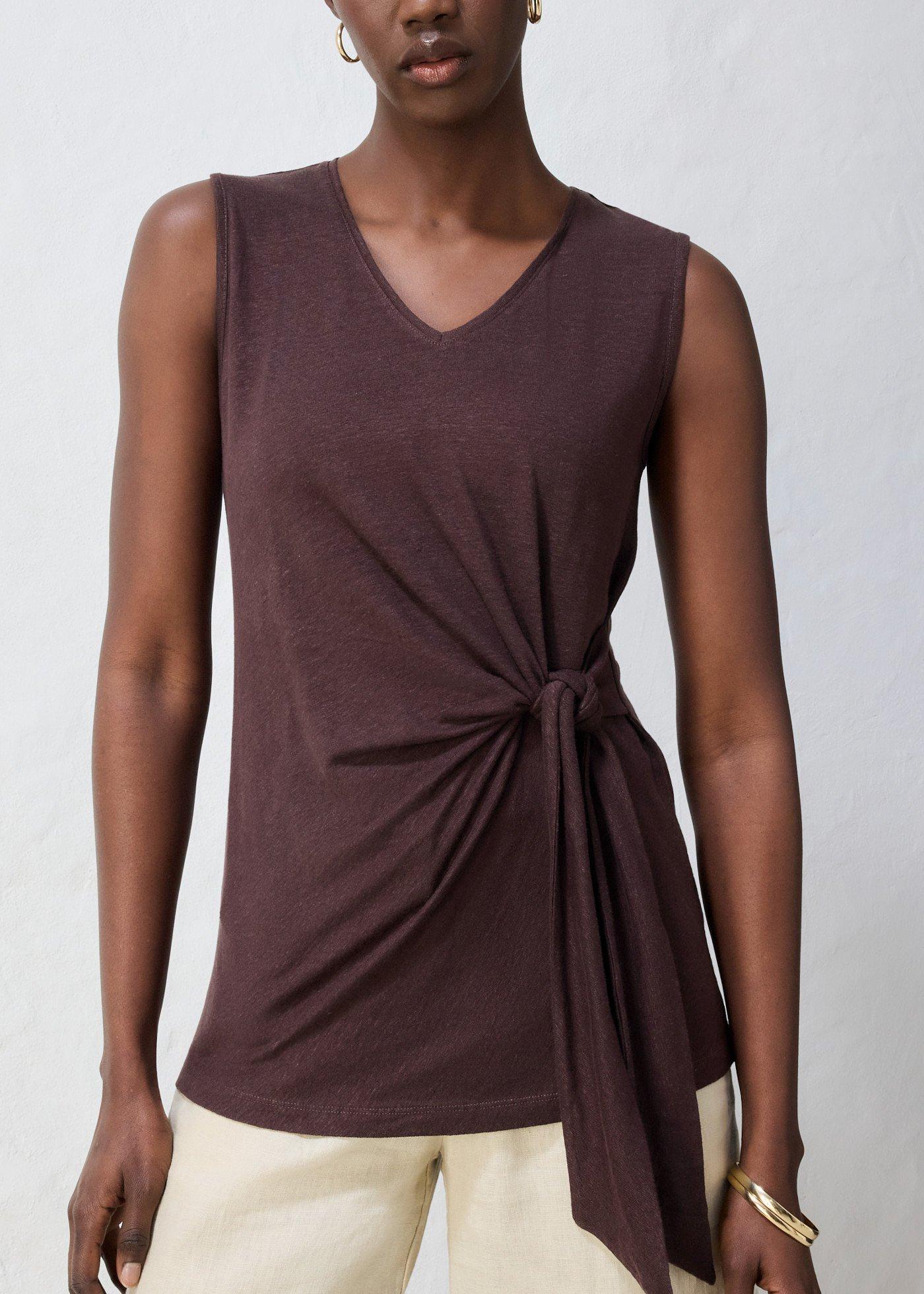 Kopertowy top z czystego lnu - Bonprix