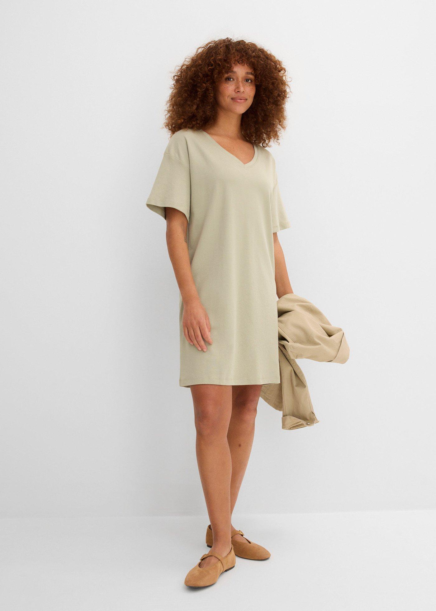 Sukienka shirtowa z dekoltem w serek, oversized (2 szt.) - Bonprix