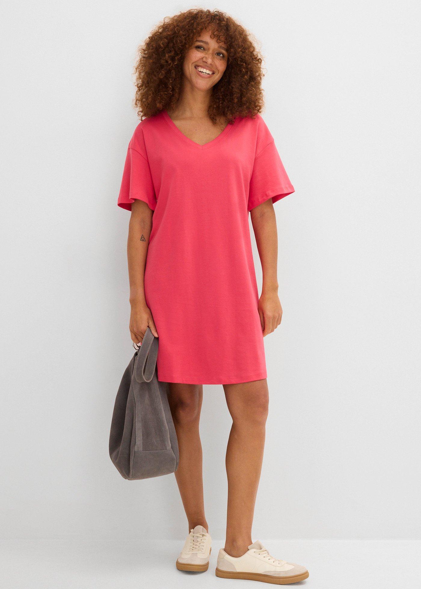 Sukienka shirtowa z dekoltem w serek, oversized (2 szt.) - Bonprix