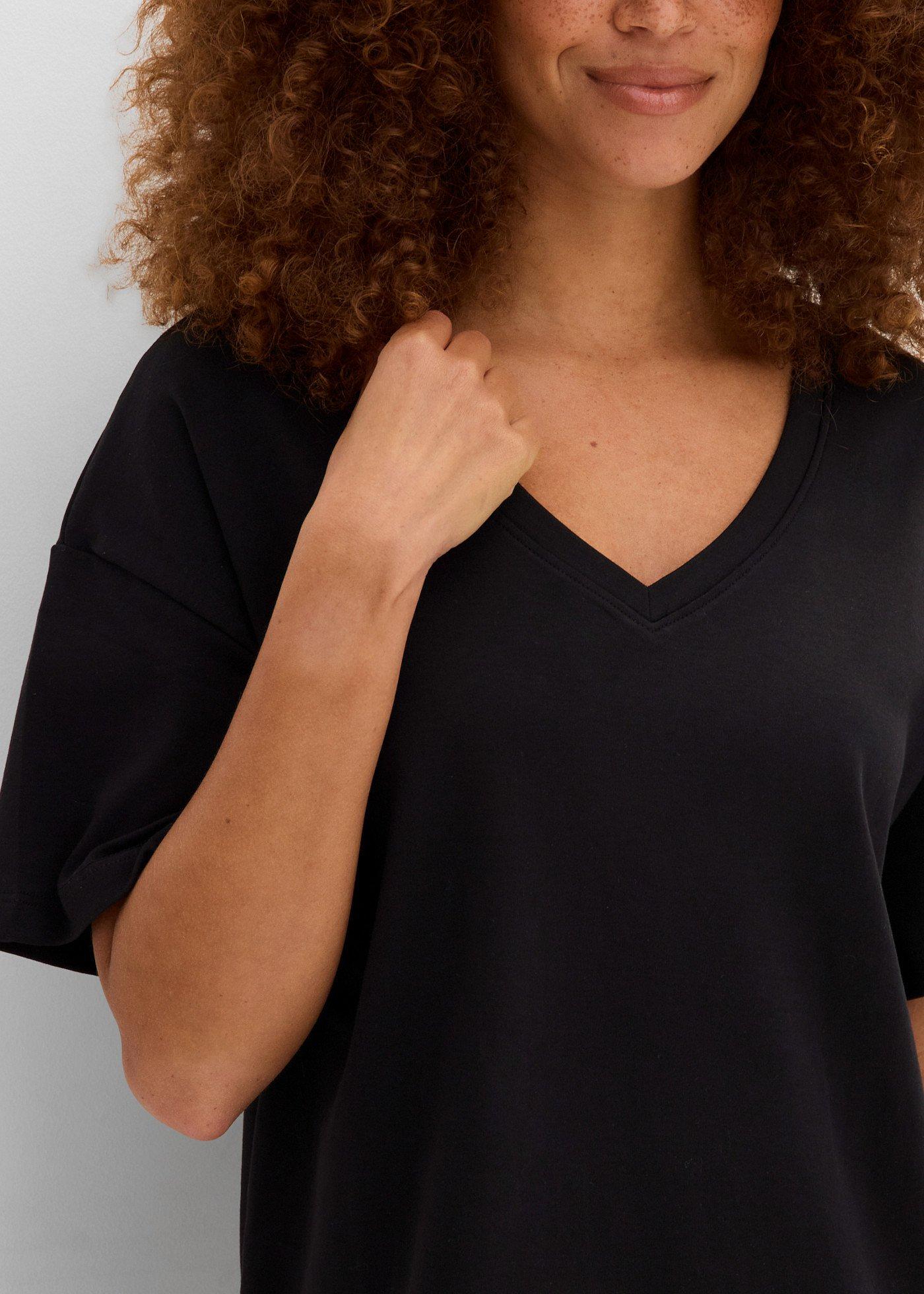 Sukienka shirtowa z dekoltem w serek, oversized (2 szt.) - Bonprix