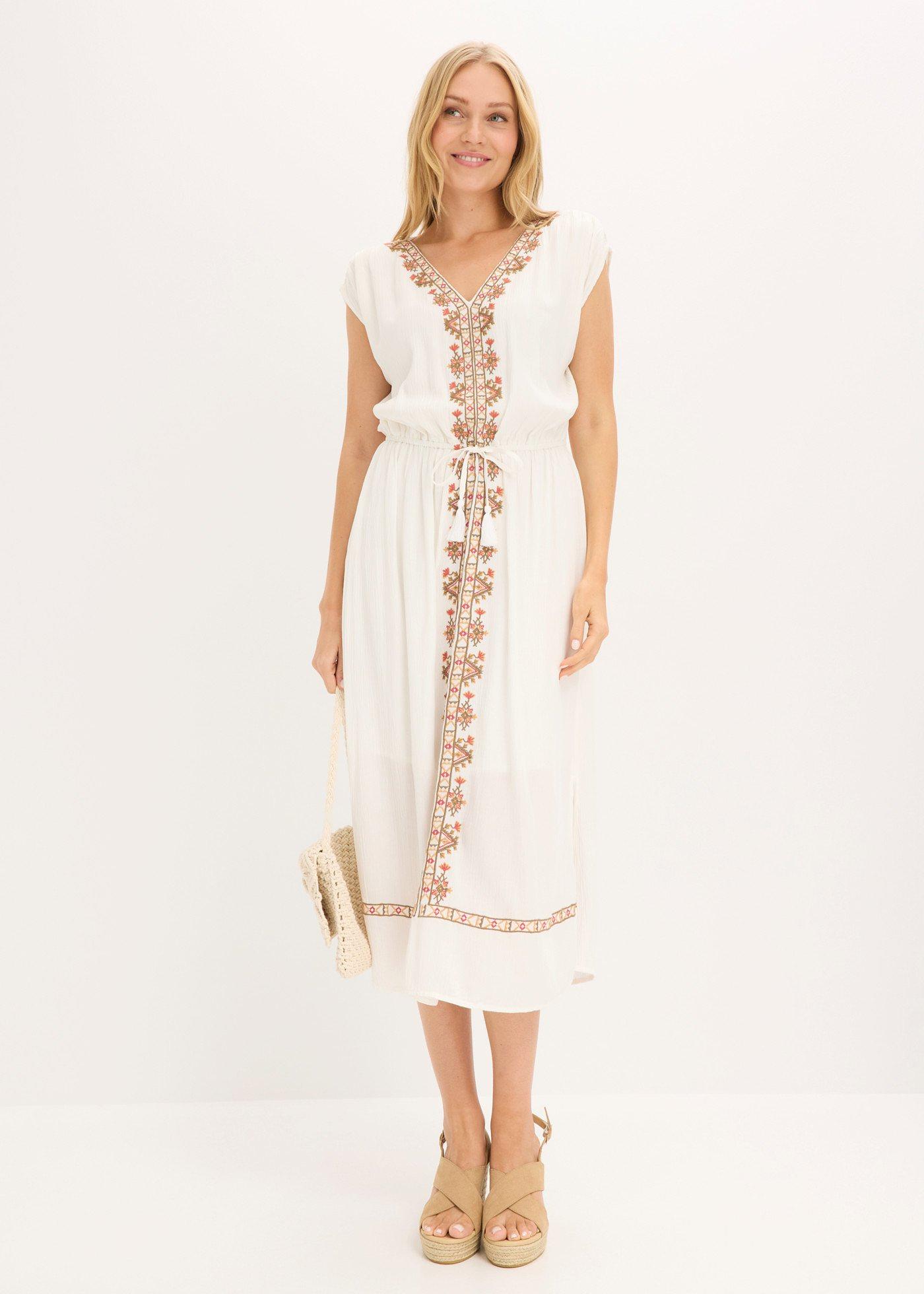 Sukienka midi boho z lejącej wiskozy - Bonprix