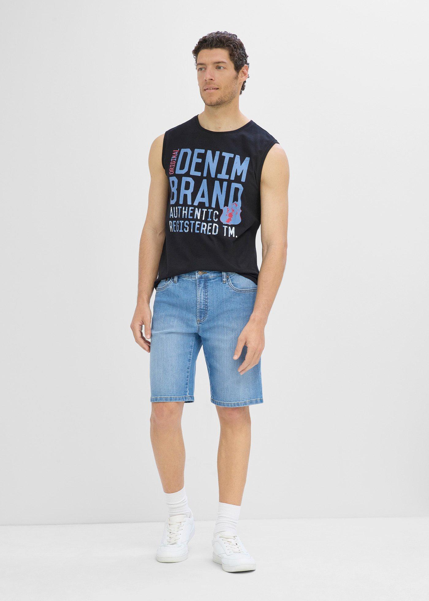Lekkie bermudy jeansowe z elastyczną wstawką w talii, regular fit (2 pary) - Bonprix