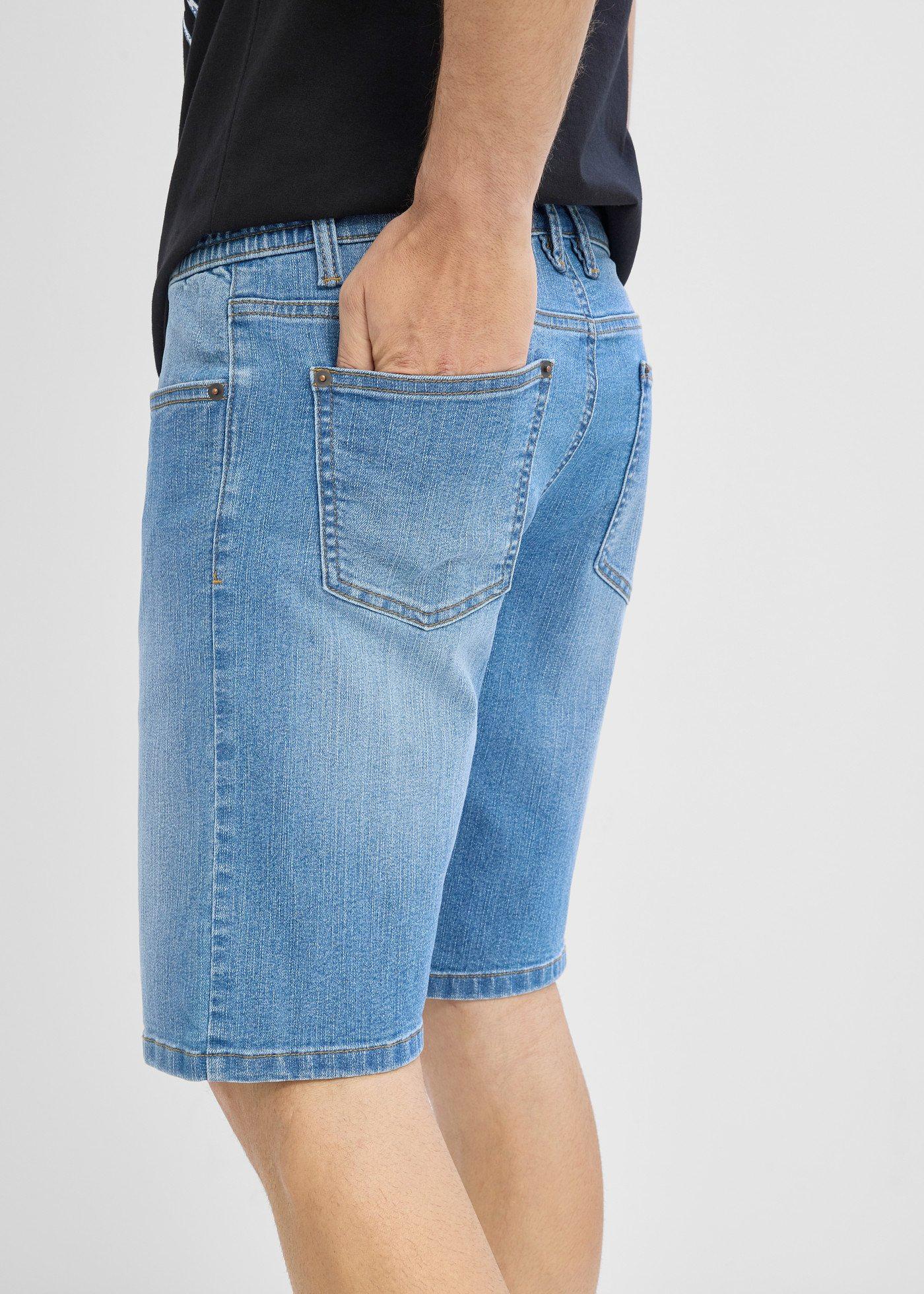 Lekkie bermudy jeansowe z elastyczną wstawką w talii, regular fit (2 pary) - Bonprix