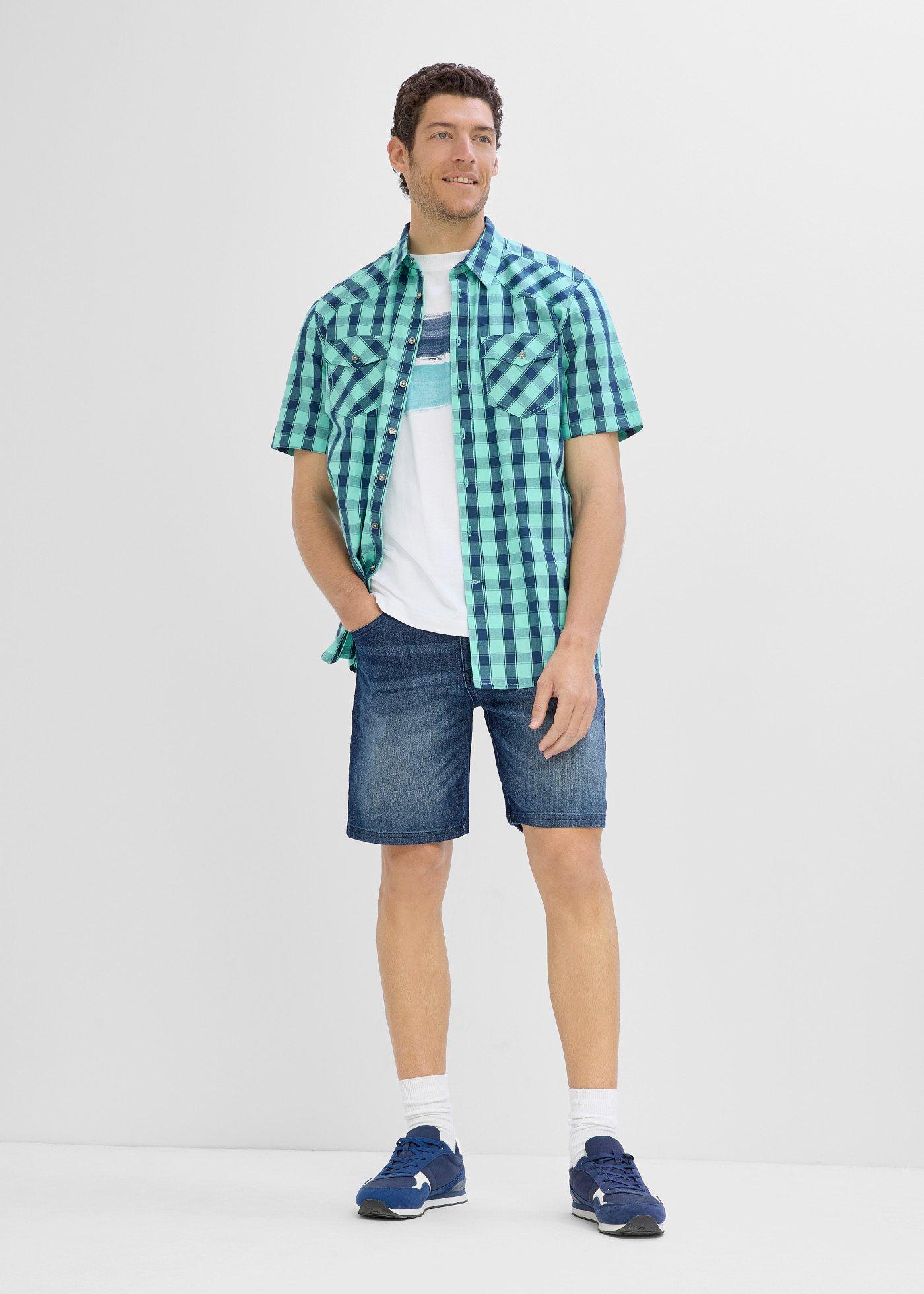 Lekkie szorty jeansowe z elastyczną wstawką w talii, relaxed fit - Bonprix