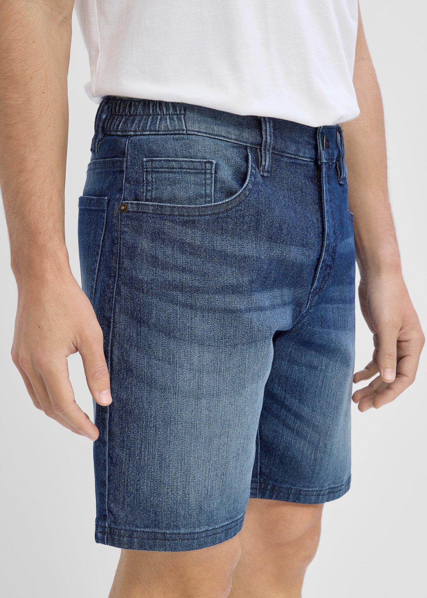 Lekkie szorty jeansowe z elastyczną wstawką w talii, relaxed fit - Bonprix