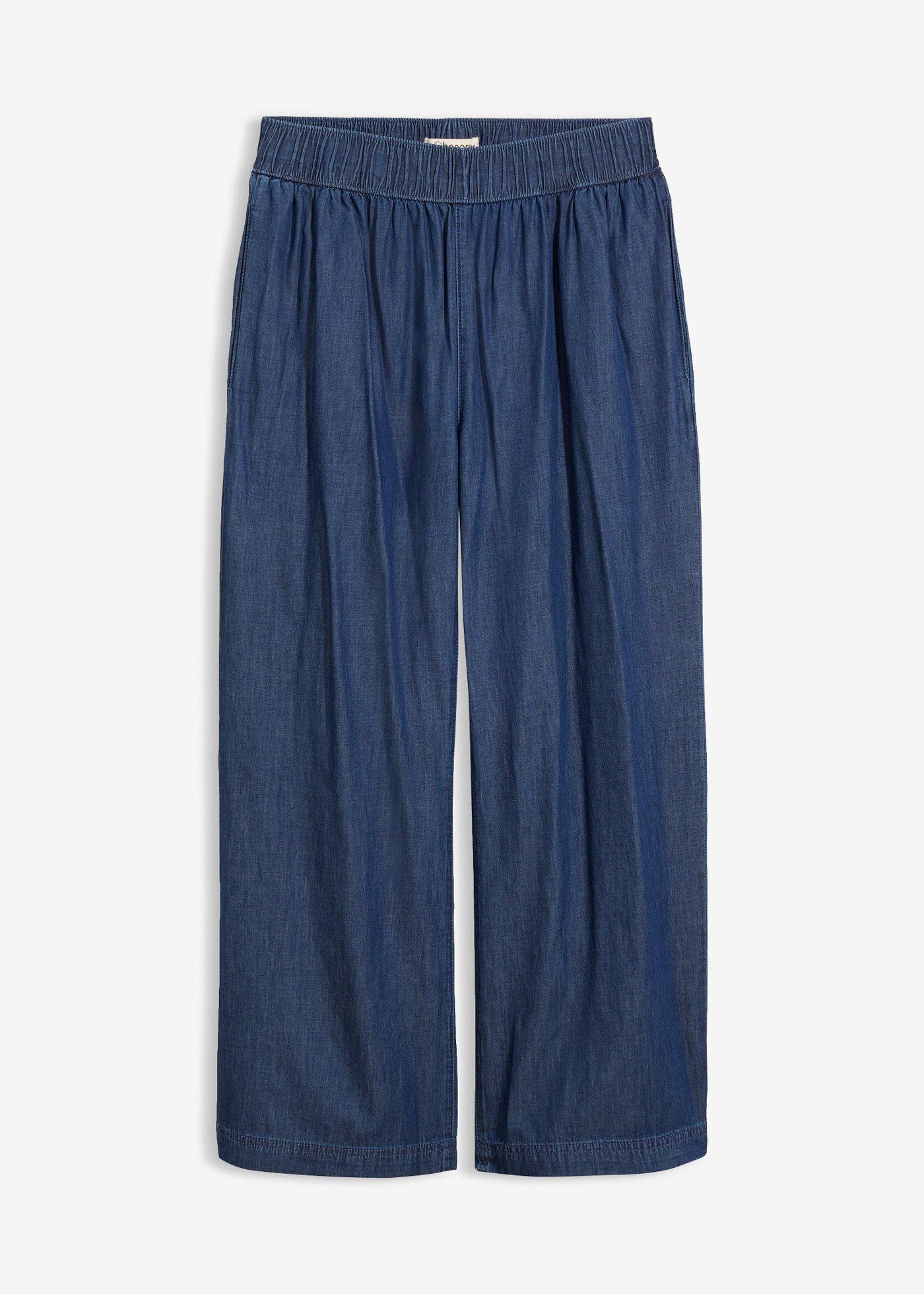 Wide leg high waist jeans, cropped